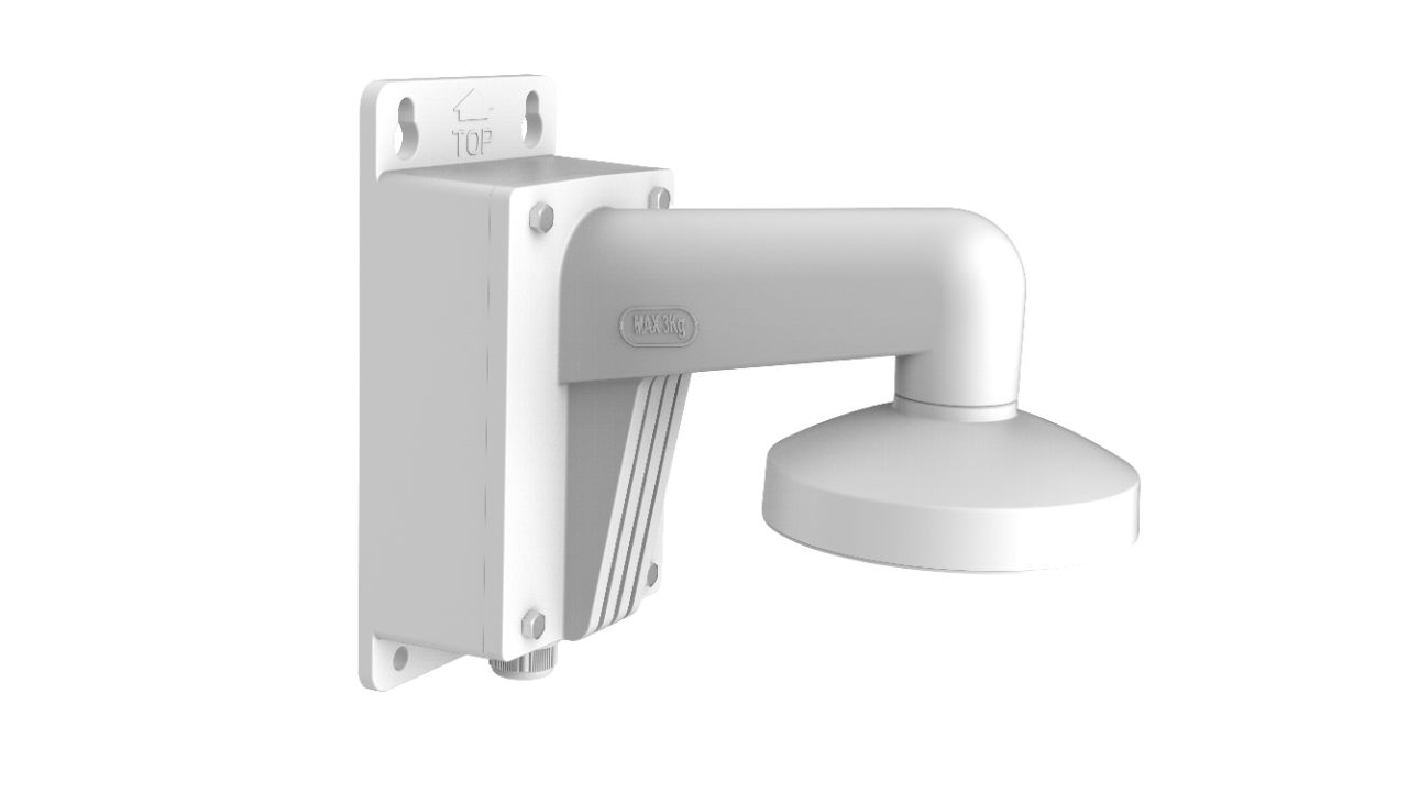 Suport de montaj pe perete cu doza de conexiuni Hikvision DS-1473ZJ- 135B, material aliaj de aluminiu, dimensiuni: Ø 136 mm × 242.92 mm × 290 mm, greutate: 1475 g_1