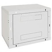 Rack de perete Triton seciune simpla 15 400mm adancime usa sticla panouri laterale fixe sectiuni ventilatie activa, sectiuni acces cabluri sus/jos/spate securizare cu cheie, 1 pereche montanti reglabili IP30 gri_1