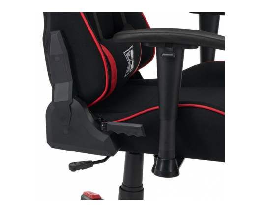 Scaun gaming X by Serioux, Torin, ajustabil, material textil, piston pe gaz, manere reglabile, baza stea cu 5 picioare, greutate maxima admisa 150Kg, perne detasabile, negru si rosu_1