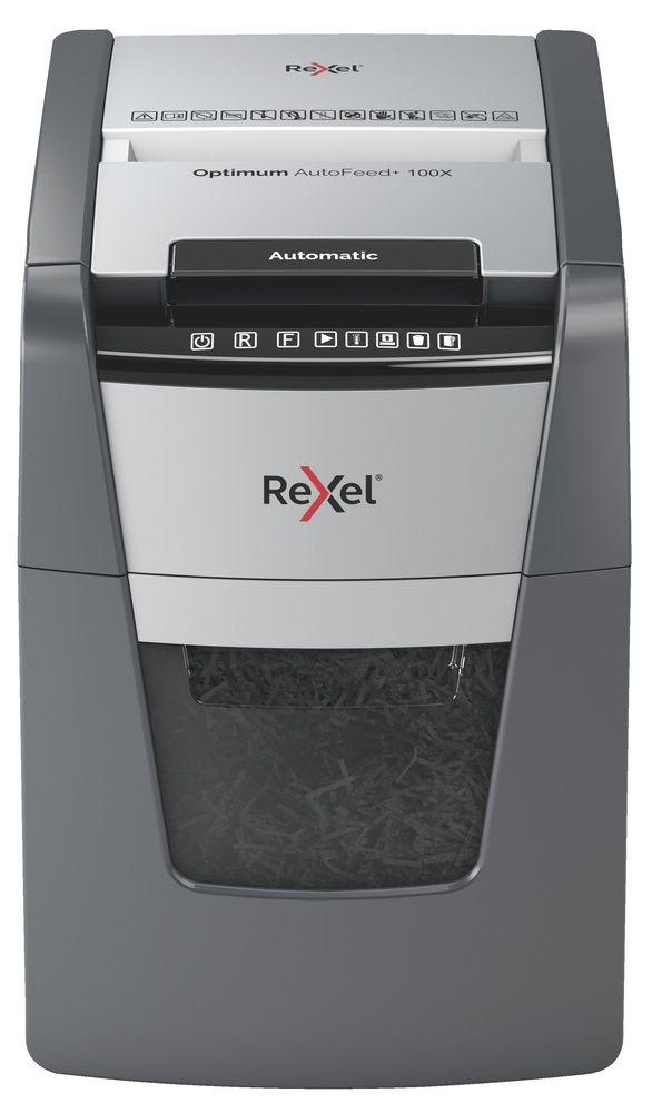 Rexel AutoFeed+ 100X automatic shredder, P-4, cuts confetti cut (4x28mm), 100 sheets, 34 litre bin_2