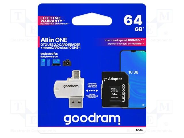 Goodram  All in one  M1A4-0640R12 memory card 64 GB MicroSDXC Class 10 UHS-I +  The card reader_1