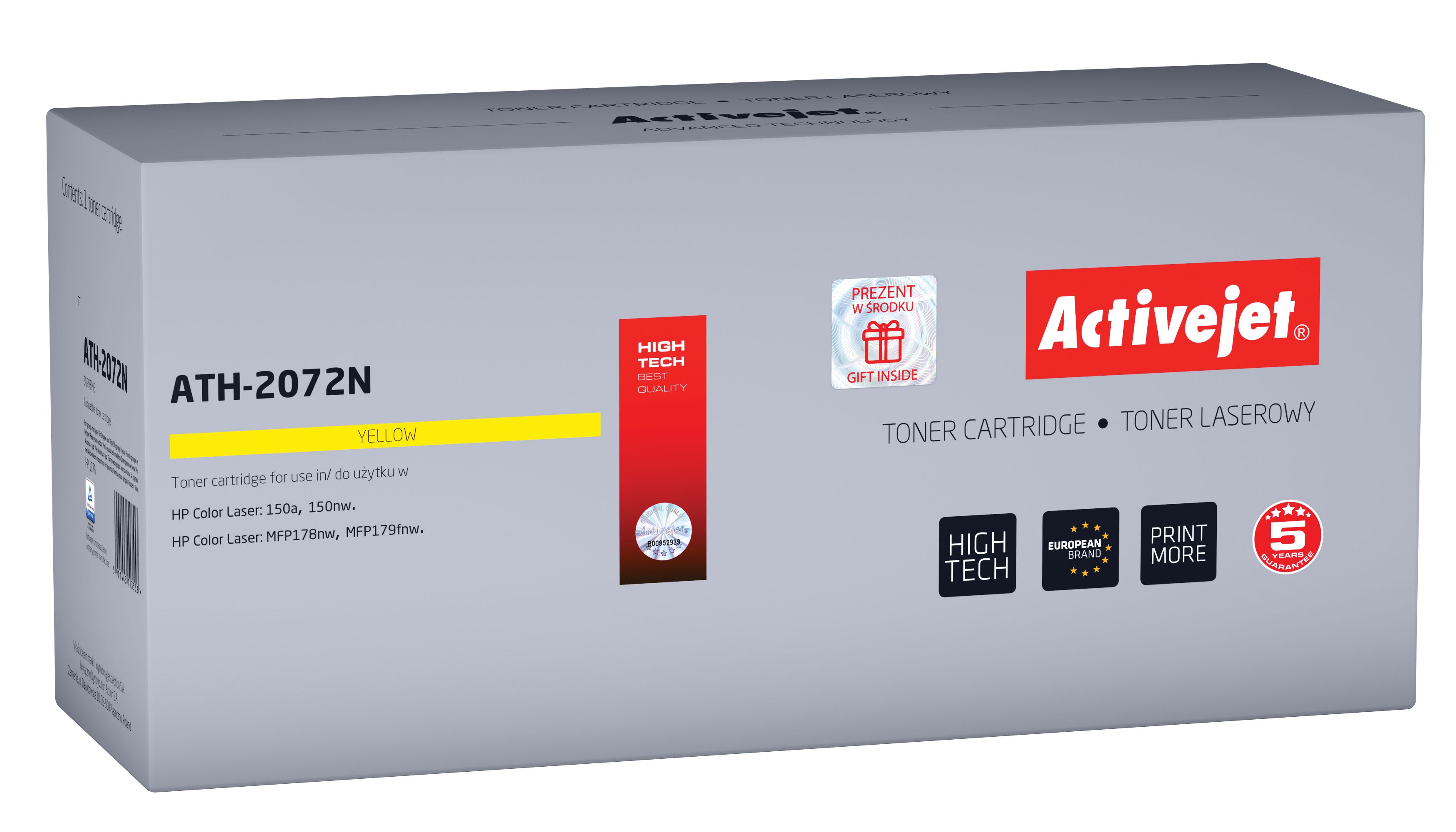 Activejet ATH-2072N toner for HP printer; HP 117A 2072A replacement; Supreme; 700 pages; yellow_1