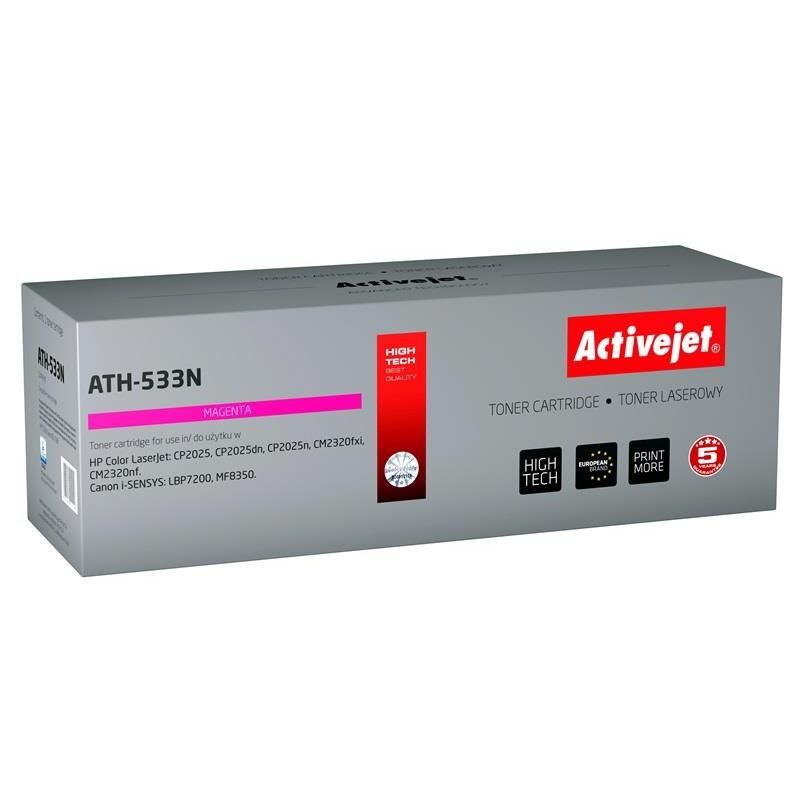 Activejet ATH-533N toner for HP printer; HP 304A CC533A, Canon CRG-718M replacement; Supreme; 3200 pages; magenta_1