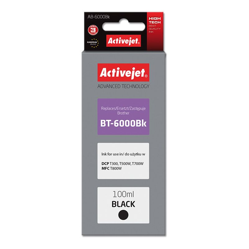Activejet AB-6000Bk ink for Brother printer; Brother BT-6000BK replacement; Supreme; 100 ml; black_1