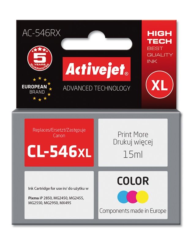 Activejet AC-546RX ink for Canon printer; Canon CL-546 XL replacement; Premium; 15 ml; color_1