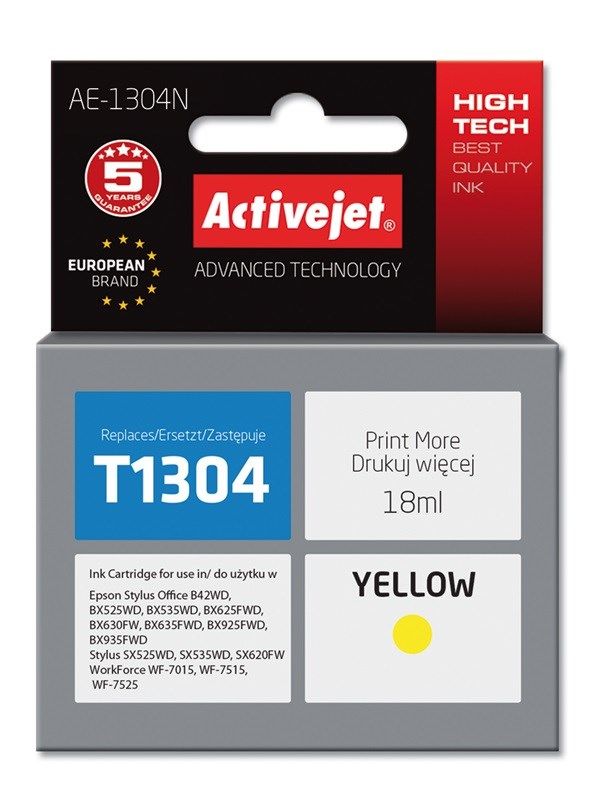 Activejet AE-1304N ink for Epson printer, Epson T1304 replacement; Supreme; 18 ml; yellow_1