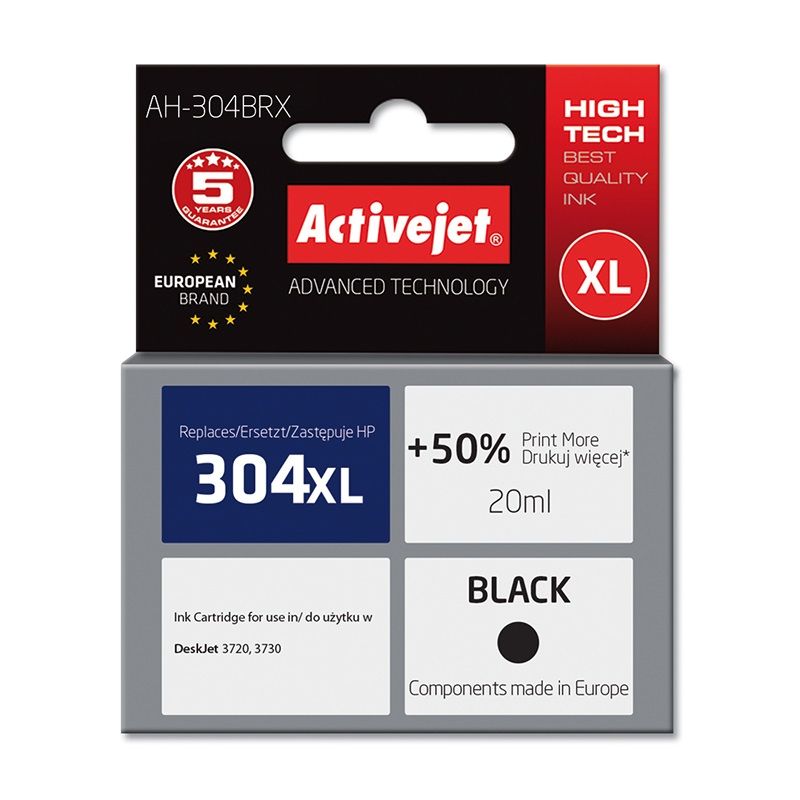 Activejet AH-304BRX ink for HP printer; HP 304XL N9K08AE replacement; Premium; 20 ml; black_1