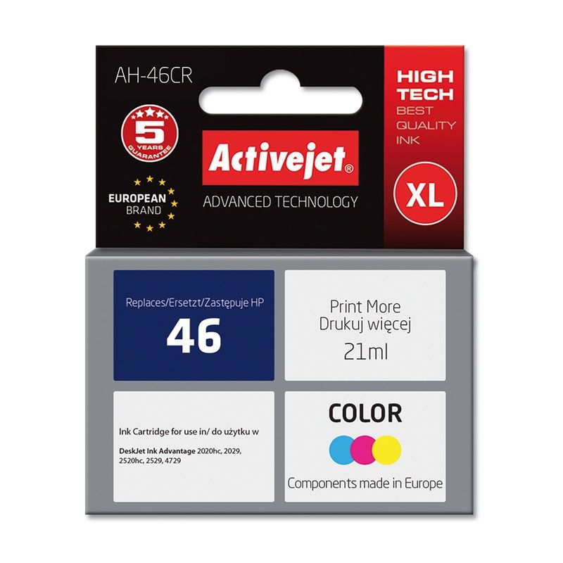 Activejet AH-46CR ink for HP printer; HP 46 CZ638AA replacement; Premium; 21 ml; color_1