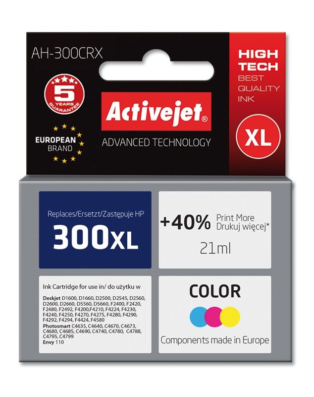 Activejet ink for Hewlett Packard No.300XL CC644EE_1