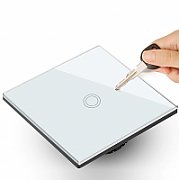 Maclean Energy MCE702W Touch light switch, single, glass, white with round button,_3