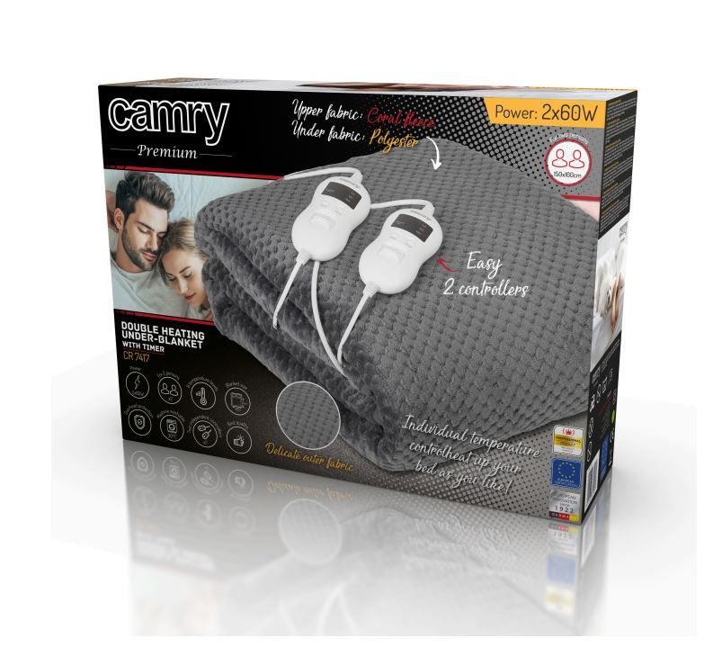 Camry CR 7417 electric blanket 2x 60 W Gray_2