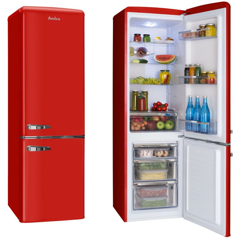 Amica KGCR 387100 R fridge-freezer Freestanding 244 L Red_1