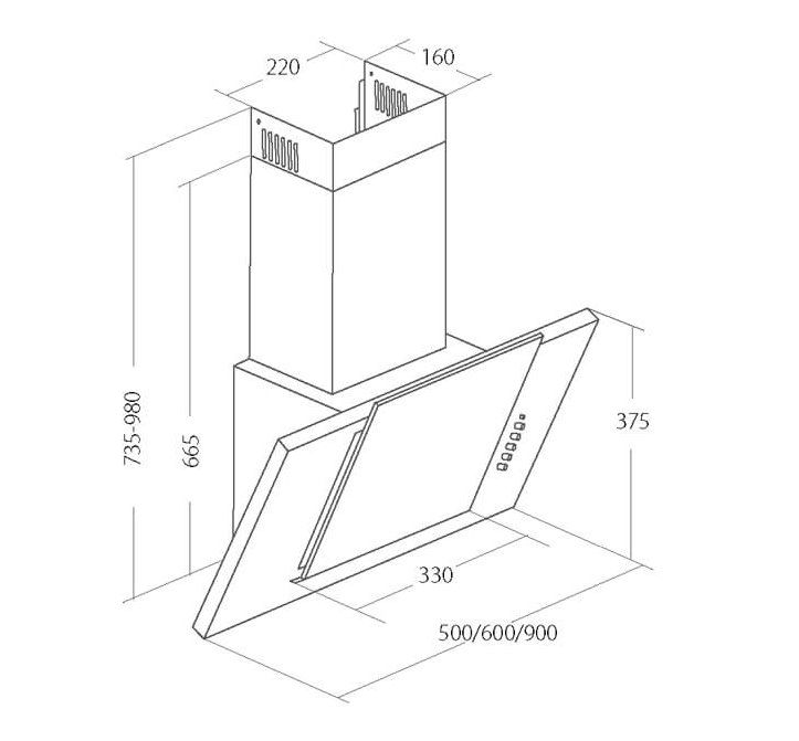 Akpo WK-4 Grand Eco 50 Chimney Hood Black_3
