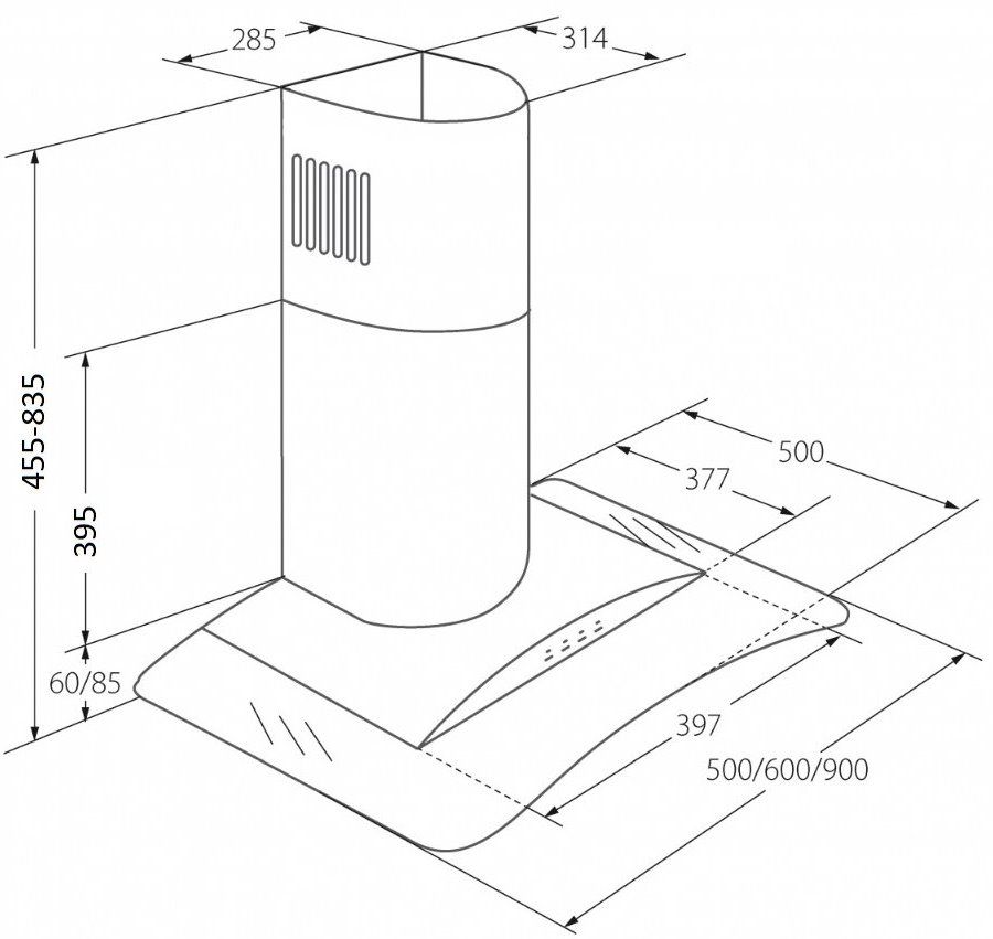 Chimney Hood Akpo WK-4 Largo Eco 60 Wall-mounted Black_2