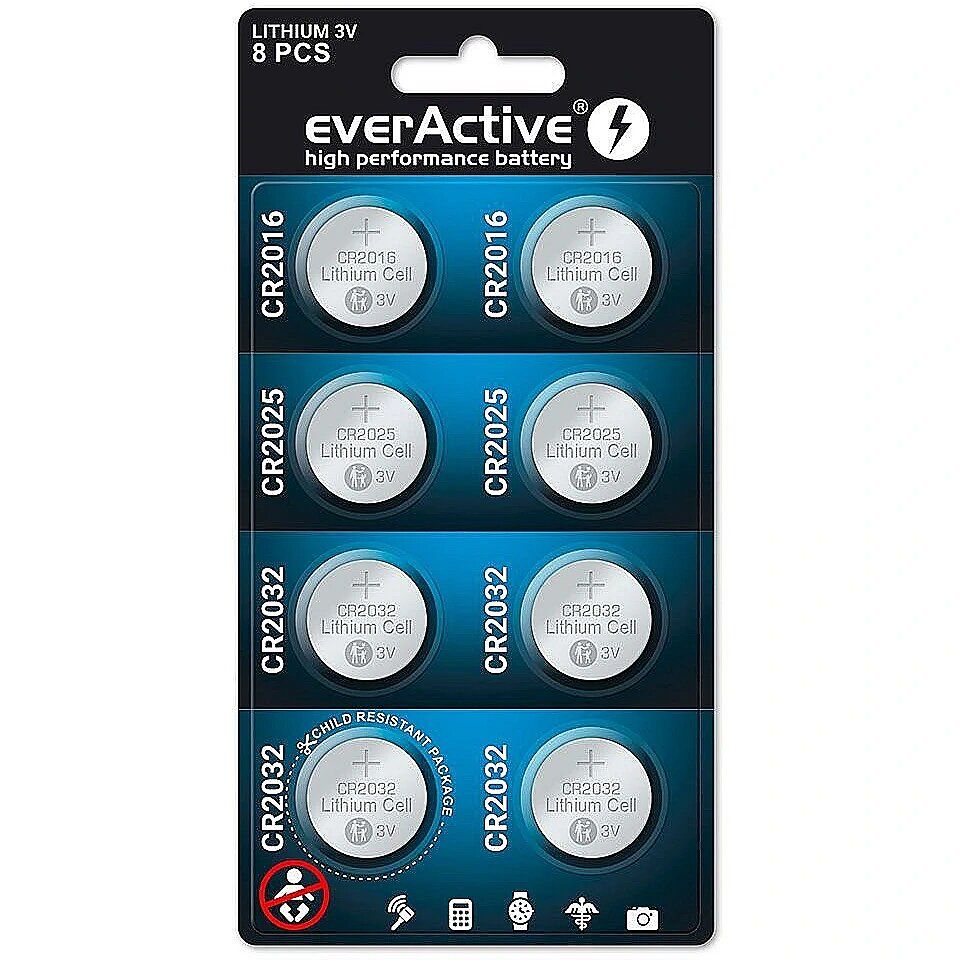 8 lithium battery set everActive 4 x CR2032, 2 x CR2025, 2 x CR2016_1
