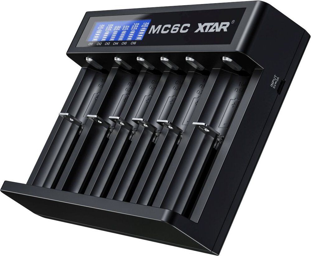 Battery charger for cylindrical Li-ion batteries 18650 Xtar MC6C_3
