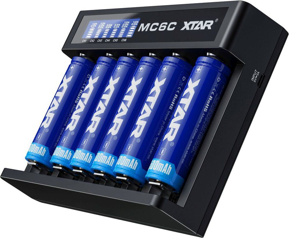 Battery charger for cylindrical Li-ion batteries 18650 Xtar MC6C_8