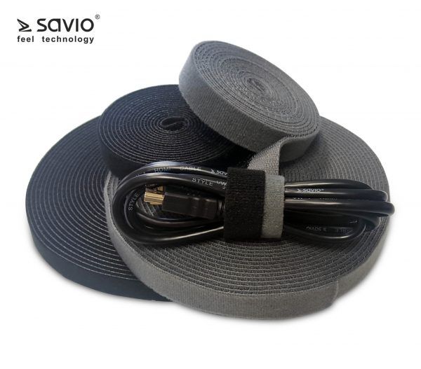 SAVIO Organizer for cables, Tape, Velcro, Black, 10m OC-01/B 1 pc_1