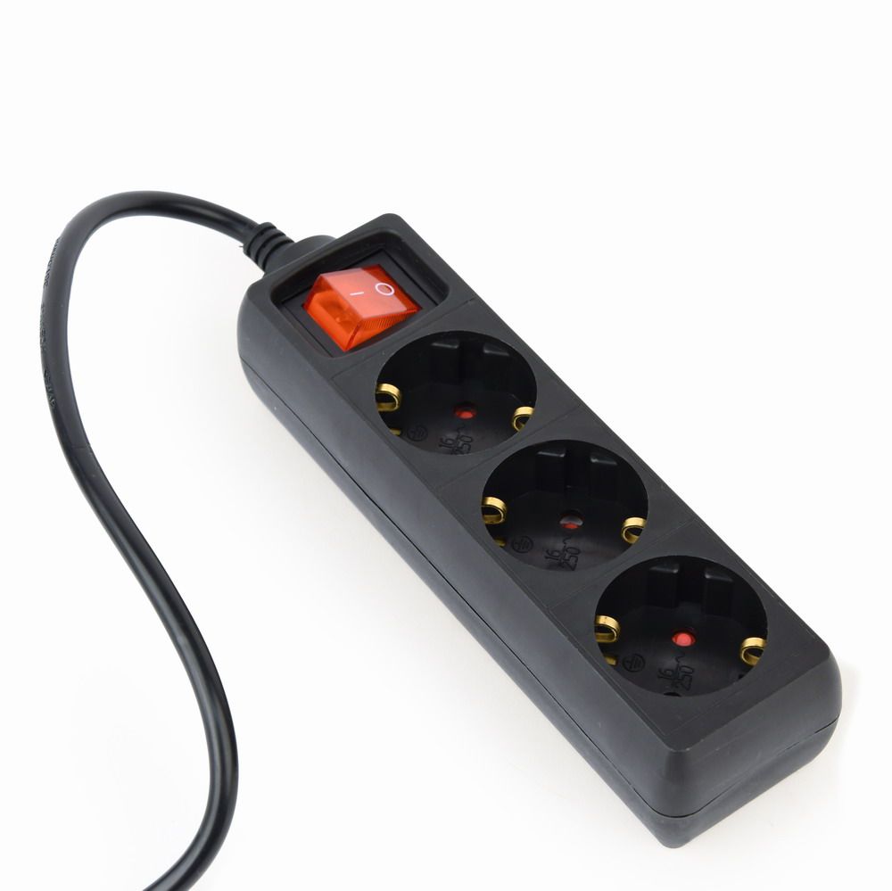 Gembird EG-PSU3-01 UPS Power Strip, 3 Schuko Outlets, C14 Plug, 10A, 0.6m Cable, Black Color_1
