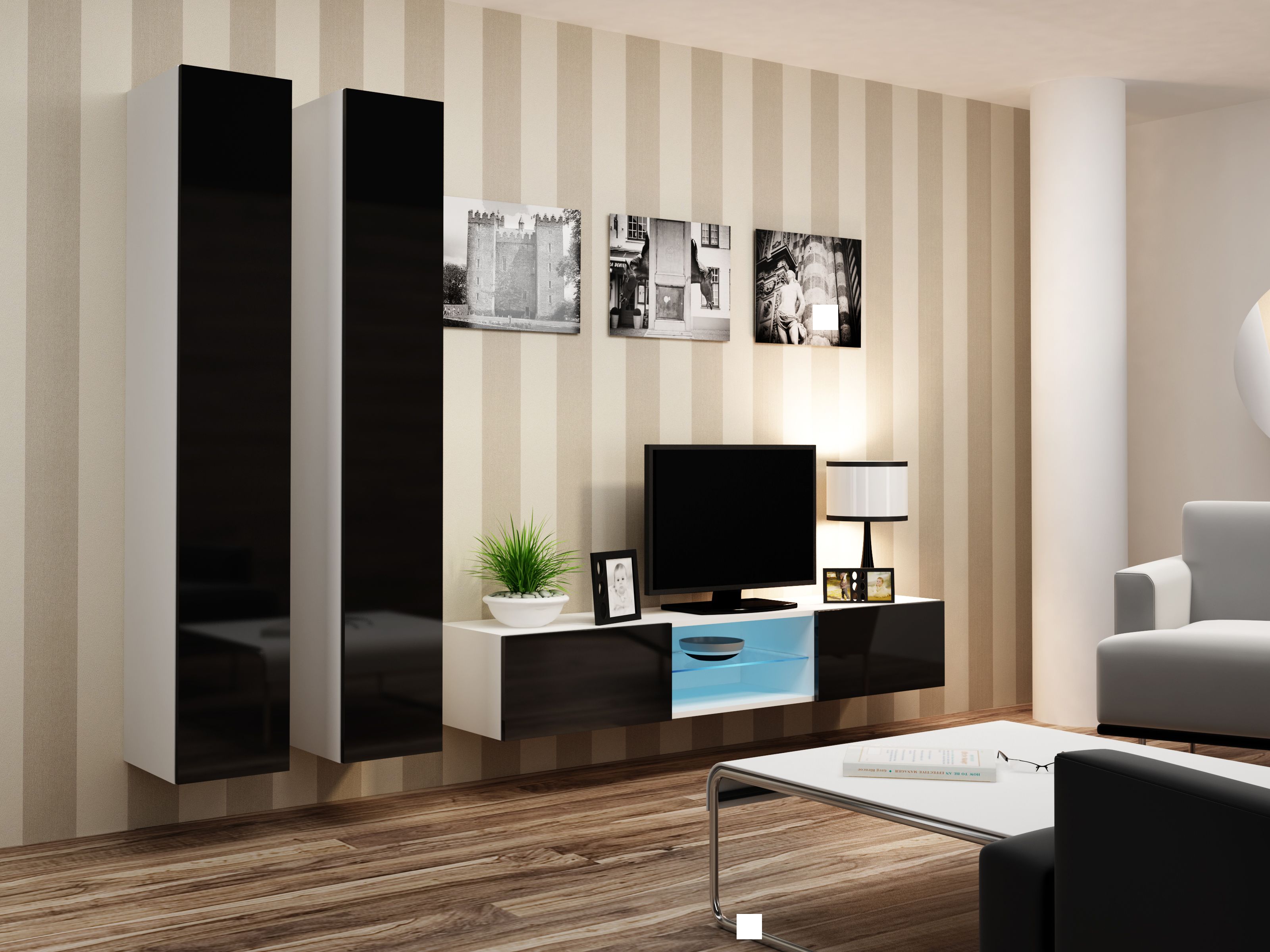Cama Full cabinet VIGO '180' 180/40/30 white/black gloss_13