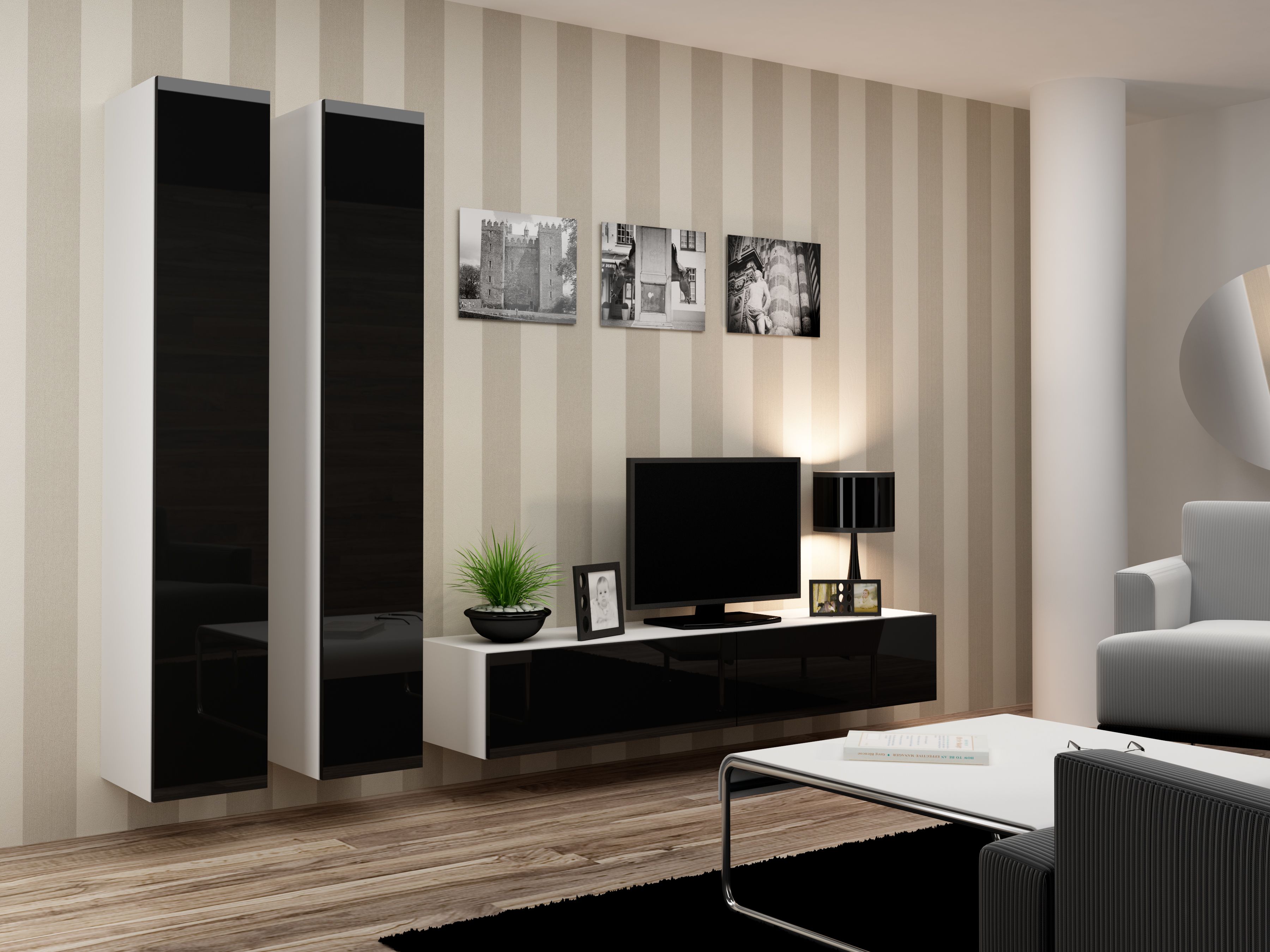 Cama Full cabinet VIGO '180' 180/40/30 white/black gloss_18