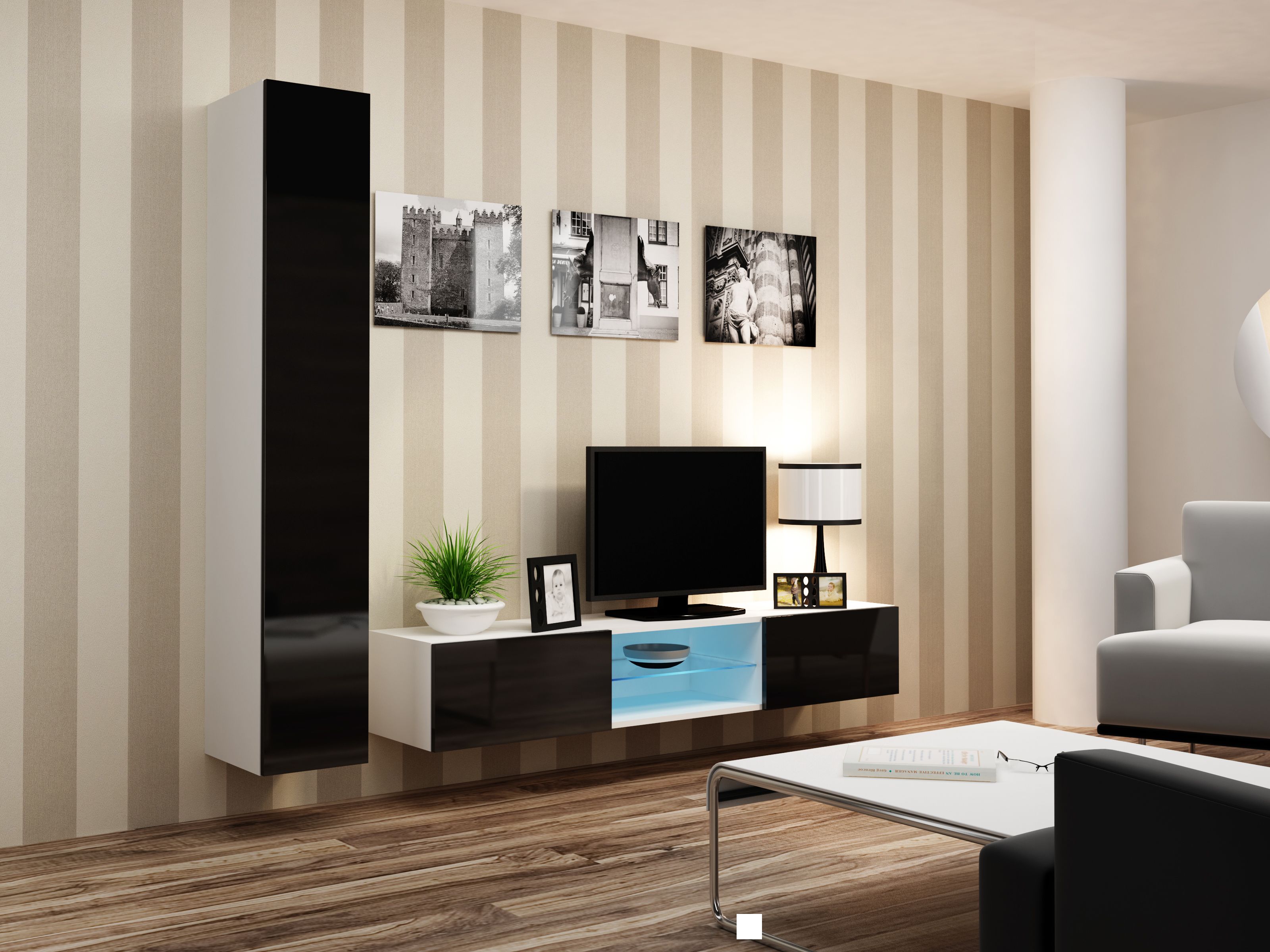 Cama Full cabinet VIGO '180' 180/40/30 white/black gloss_6