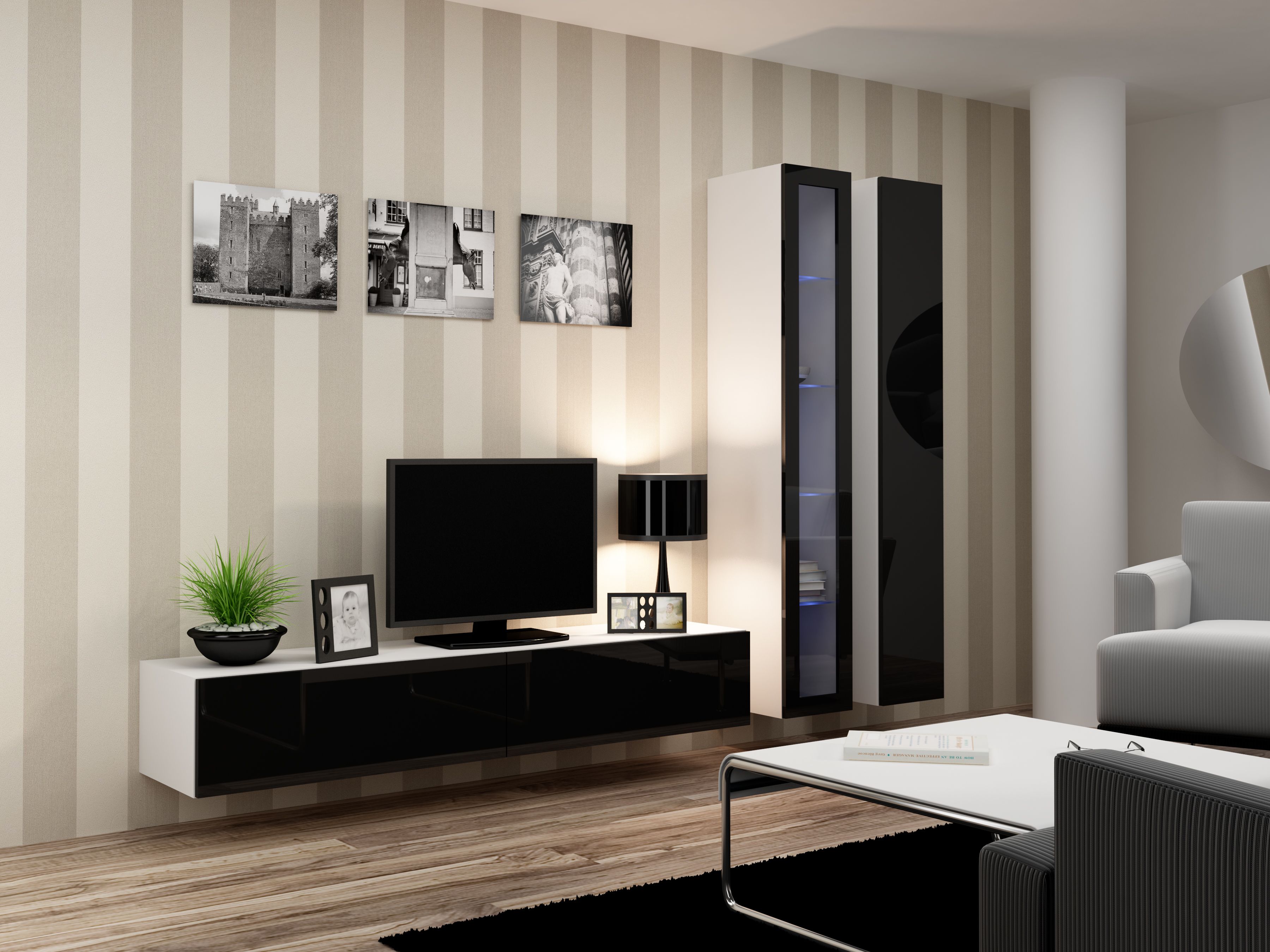Cama Full cabinet VIGO '180' 180/40/30 white/black gloss_8