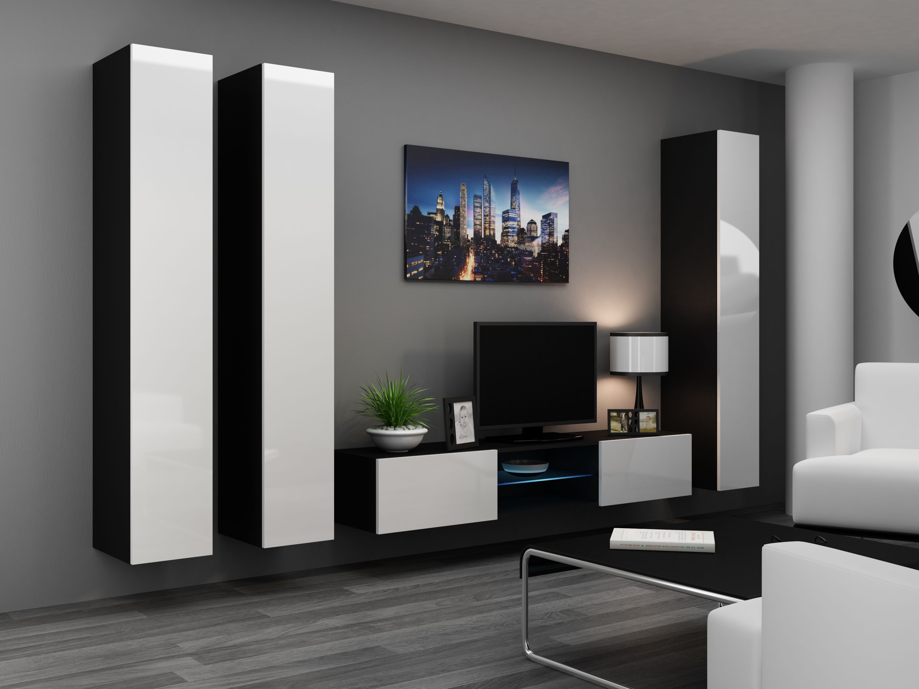 Cama Full cabinet VIGO '180' 180/40/30 white/black gloss_15