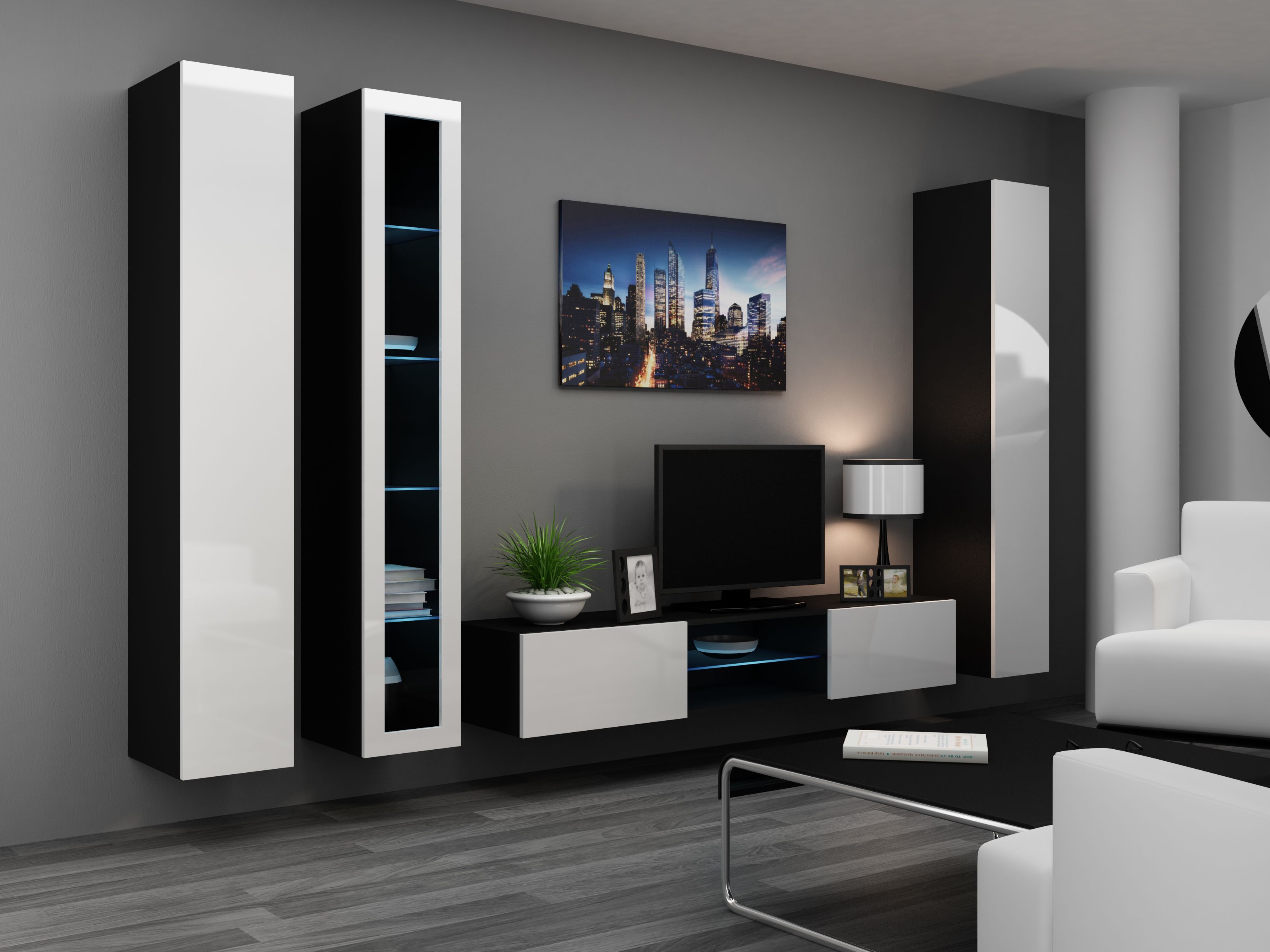 Cama Full cabinet VIGO '180' 180/40/30 white/black gloss_17