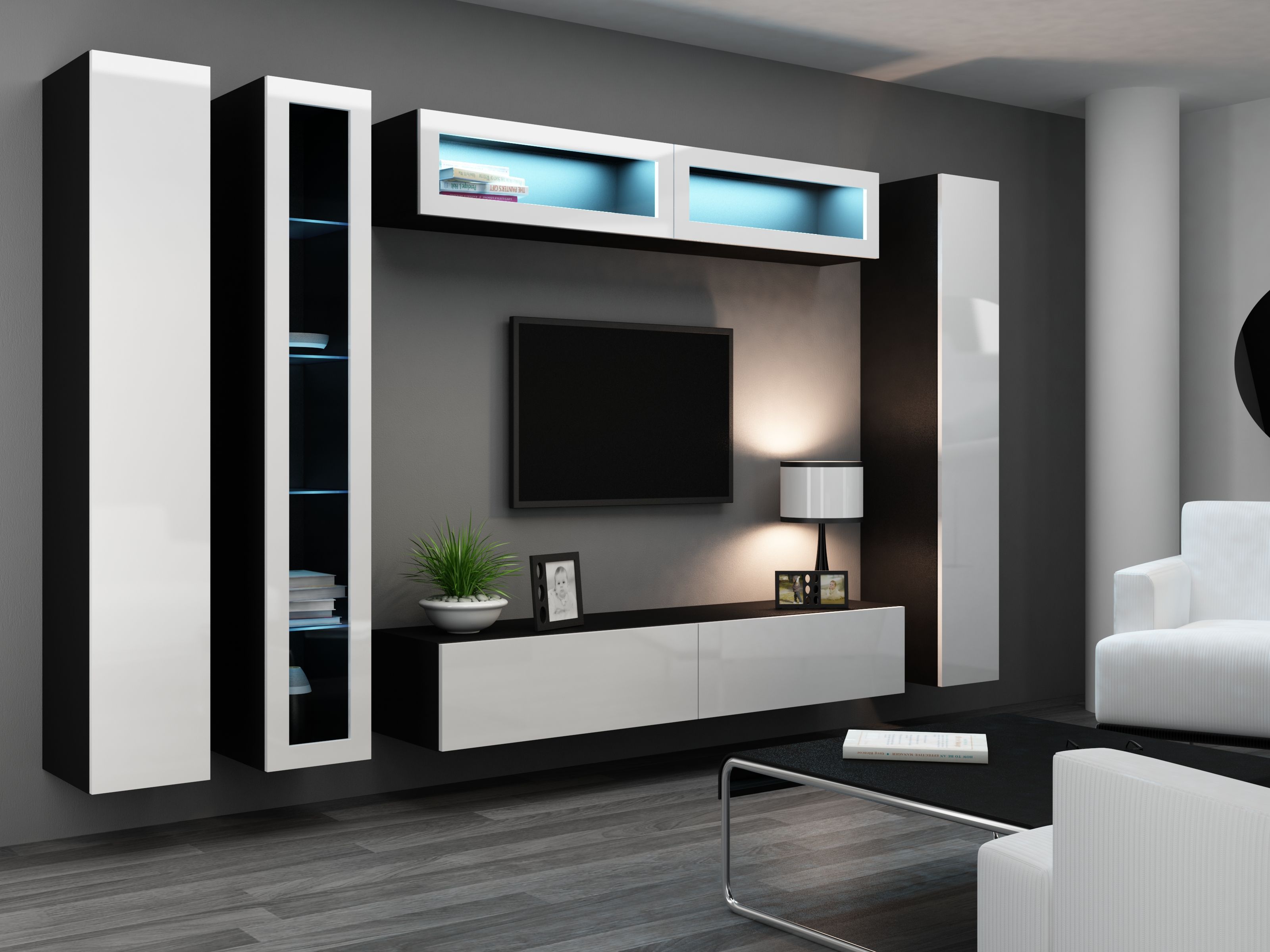 Cama Full cabinet VIGO '180' 180/40/30 white/black gloss_18