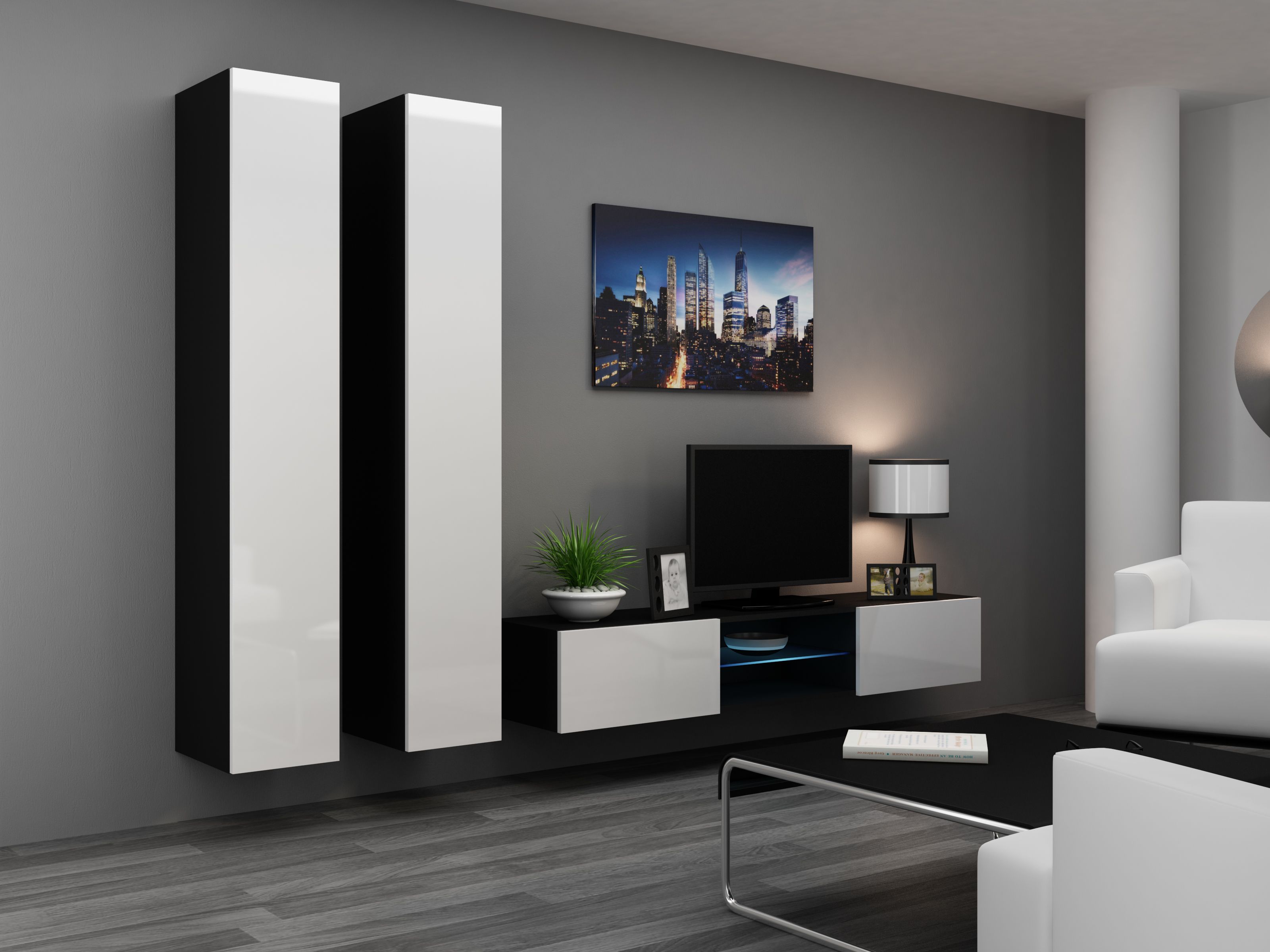 Cama Full cabinet VIGO '180' 180/40/30 white/black gloss_7