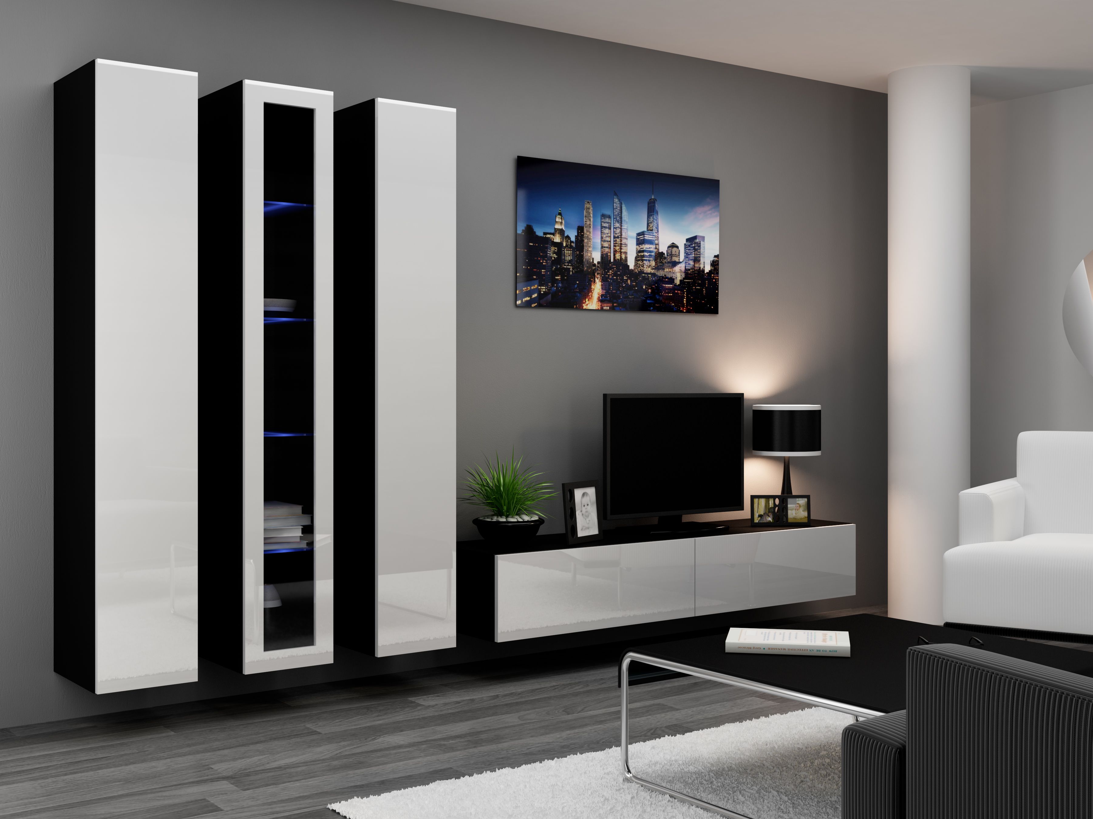 Cama Full cabinet VIGO '180' 180/40/30 white/black gloss_8