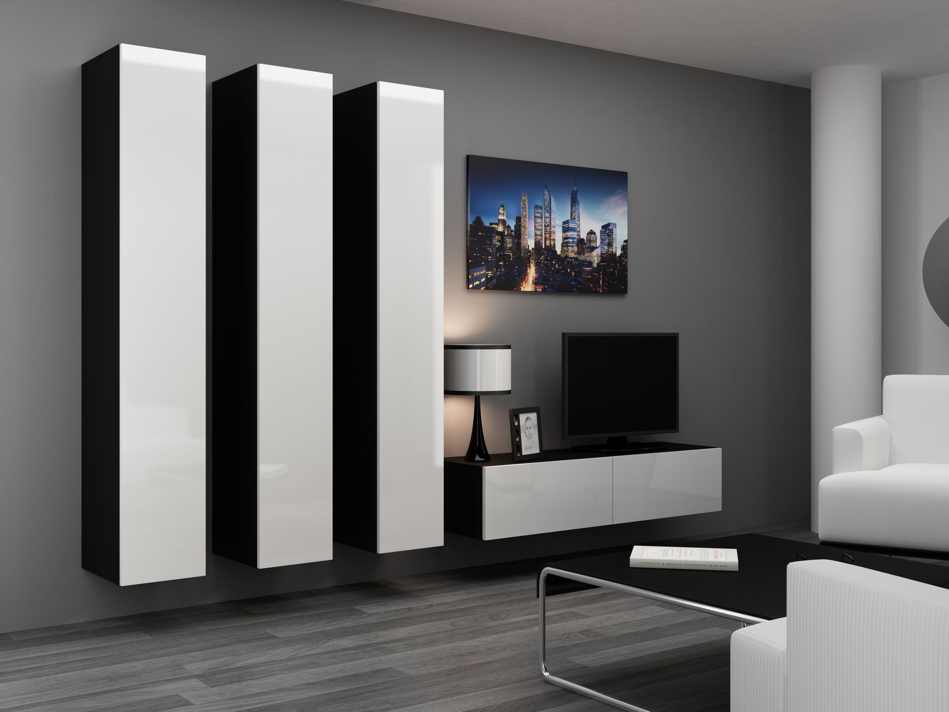 Cama Full cabinet VIGO '180' 180/40/30 white/black gloss_9