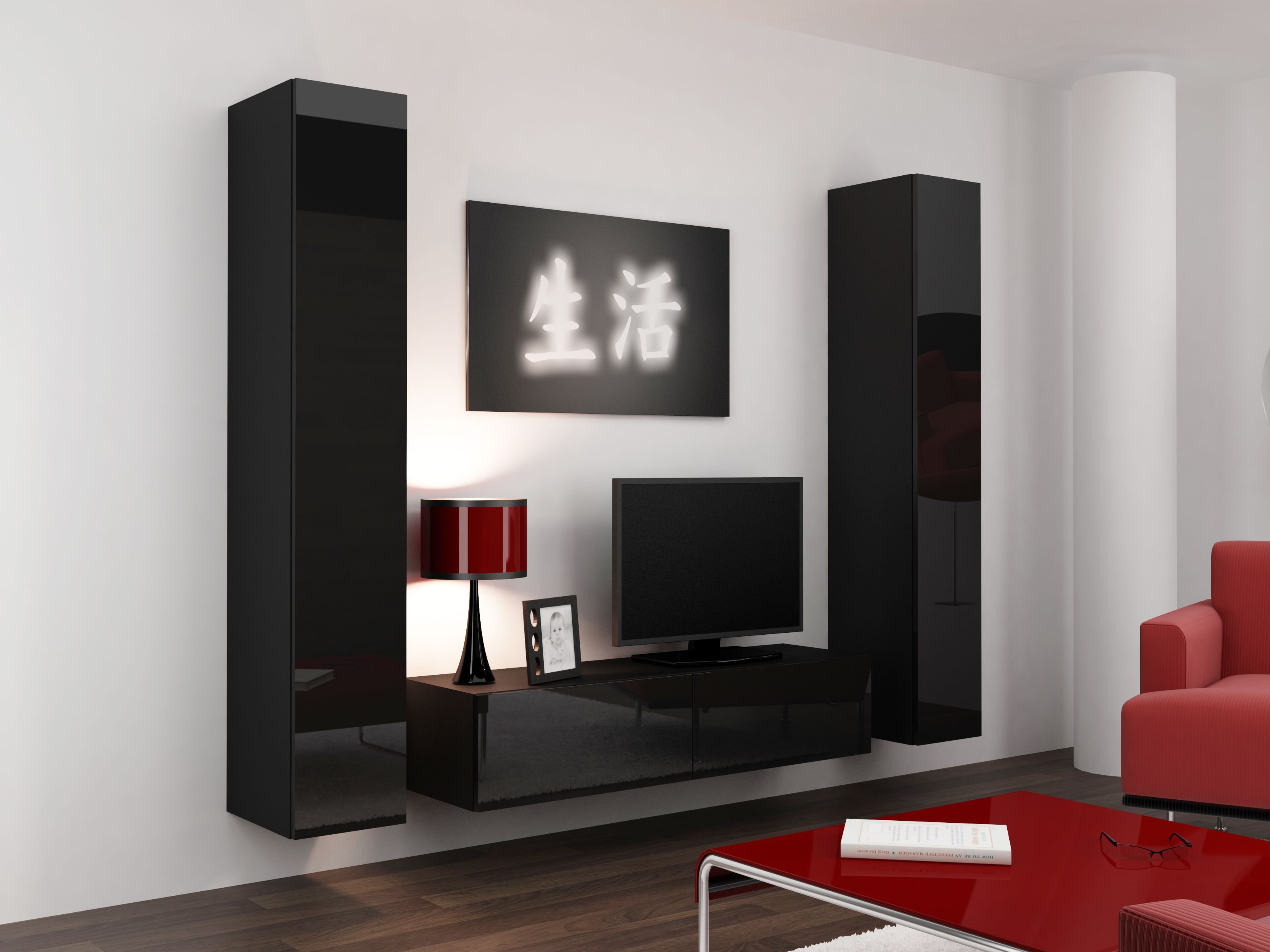 Cama Full cabinet VIGO '180' 180/40/30 black/black gloss_1