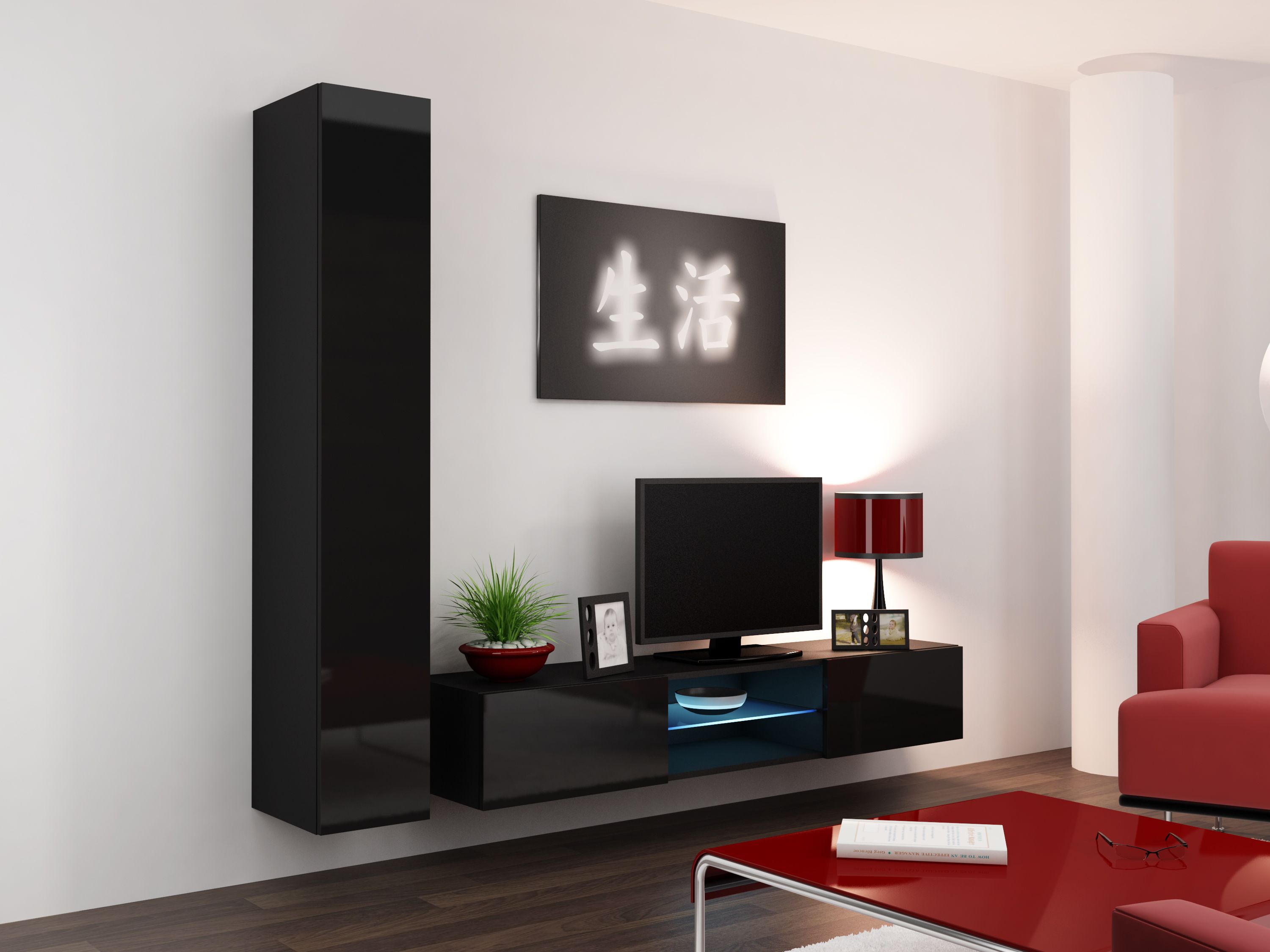 Cama Full cabinet VIGO '180' 180/40/30 black/black gloss_11