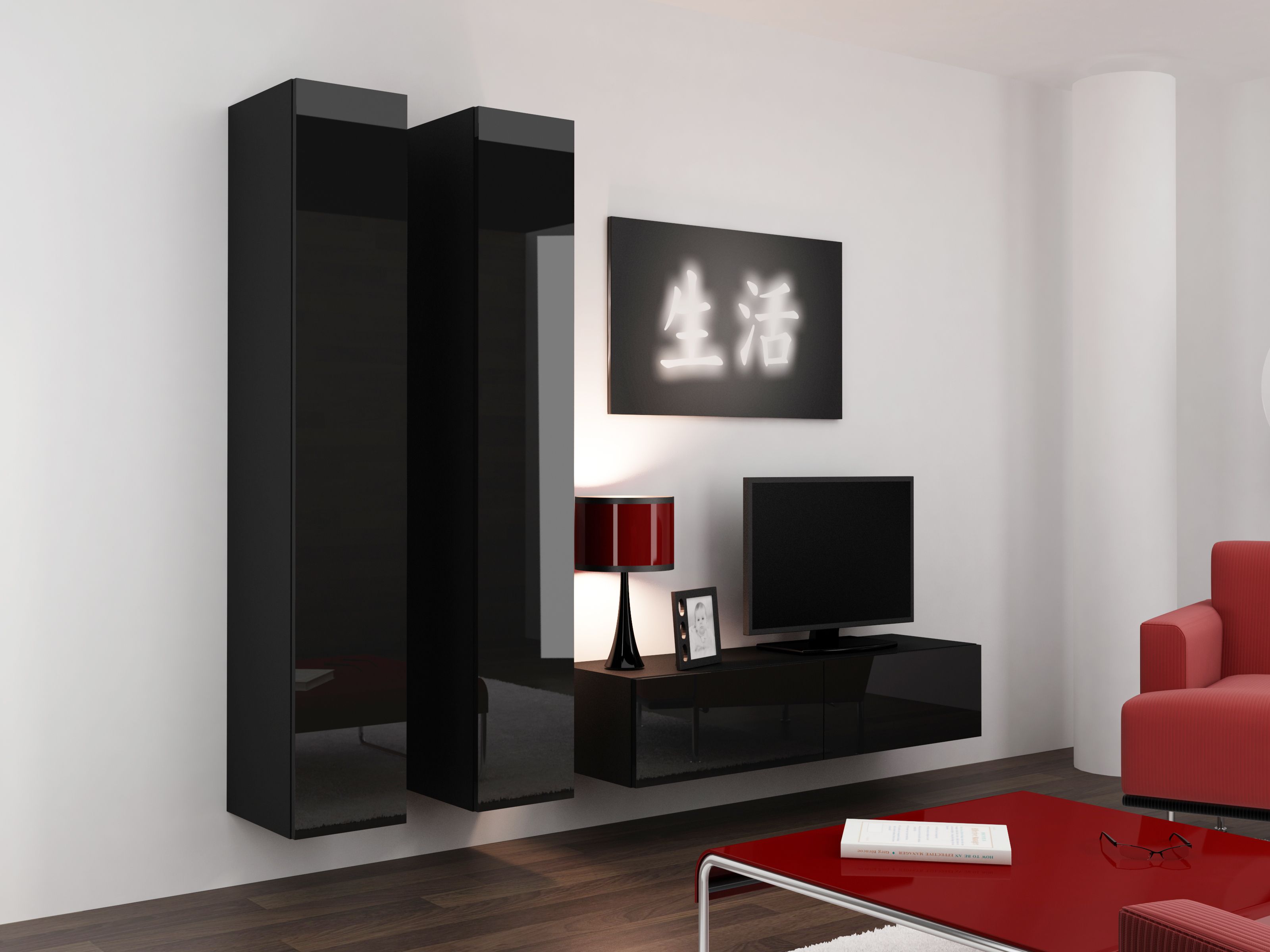 Cama Full cabinet VIGO '180' 180/40/30 black/black gloss_14