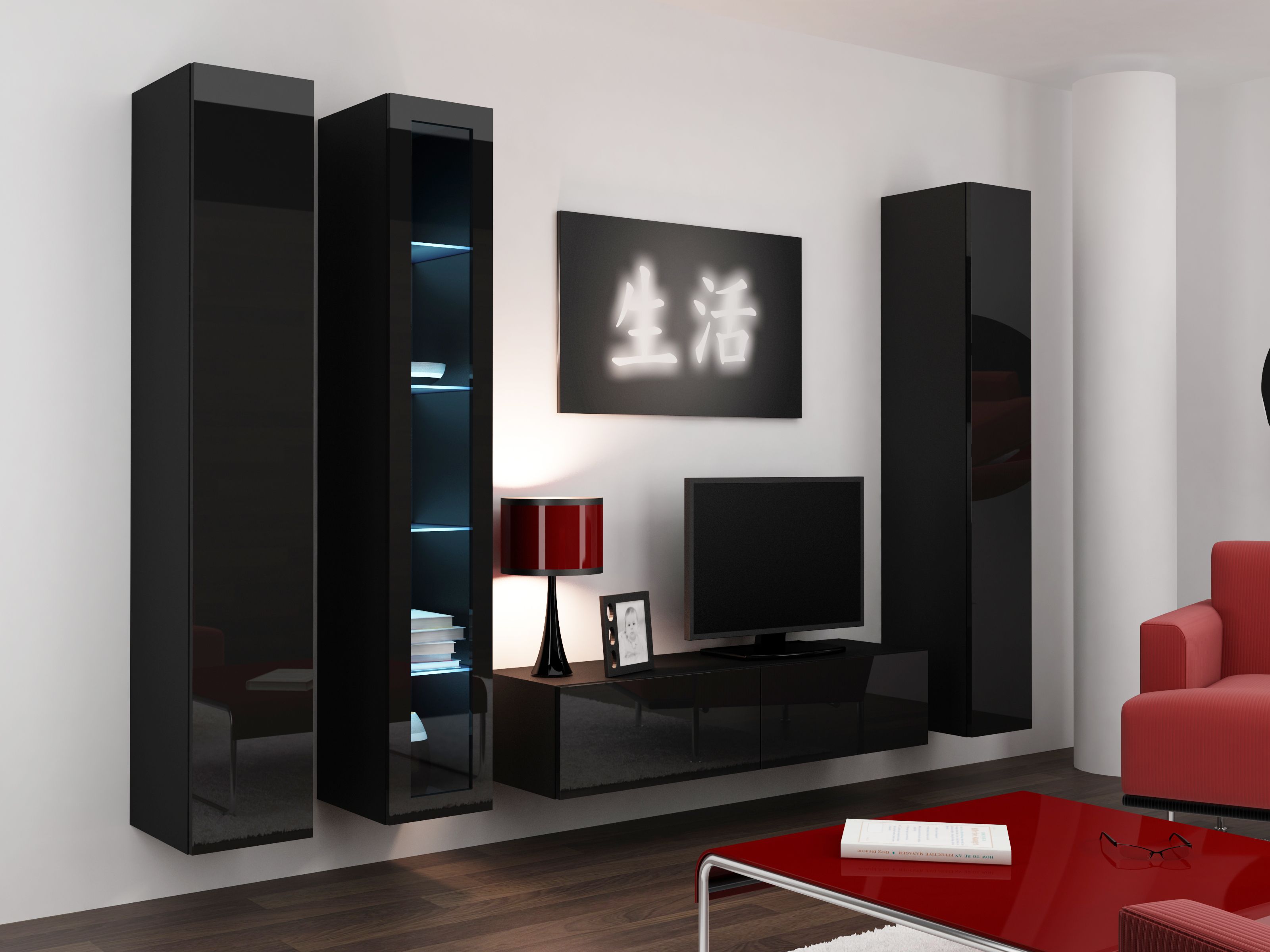 Cama Full cabinet VIGO '180' 180/40/30 black/black gloss_17