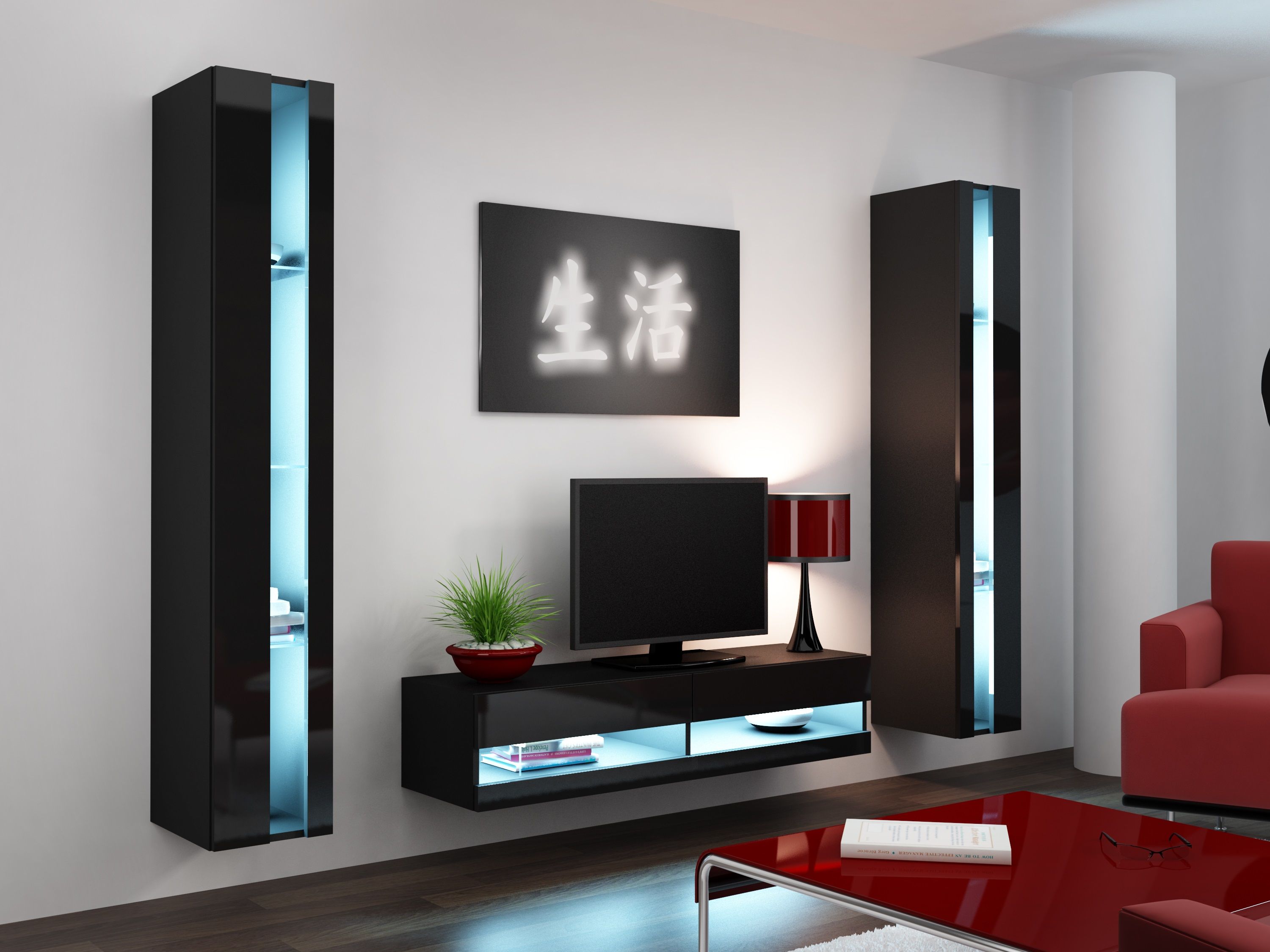 Cama Shelf unit VIGO NEW 180/40/30 black/black gloss_7
