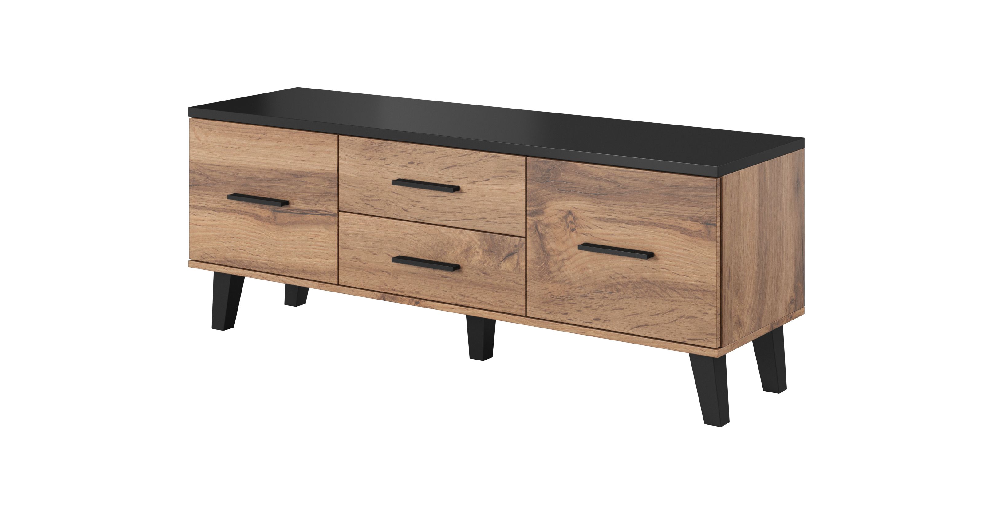 Cama RTV stand LOTTA 140cm wotan oak + matt black_1