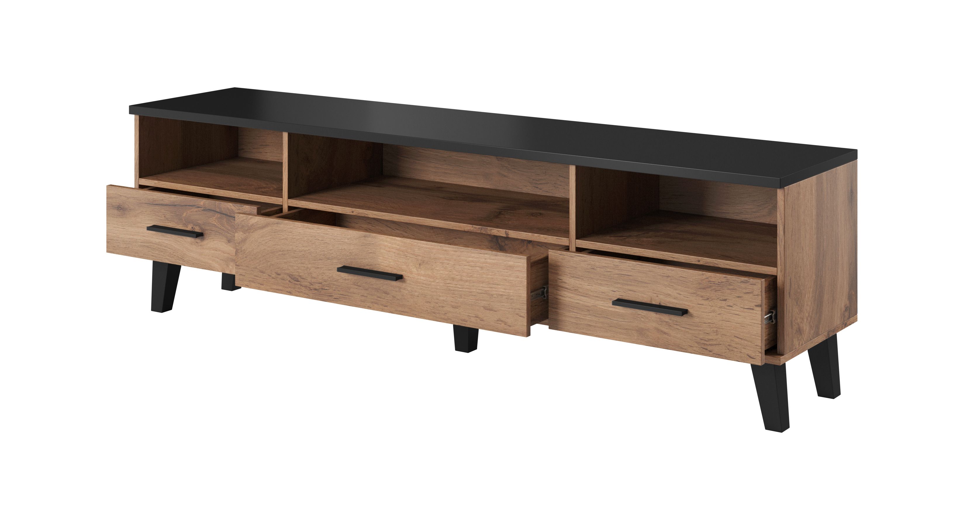 Cama RTV stand LOTTA 180cm wotan oak + mat black_2