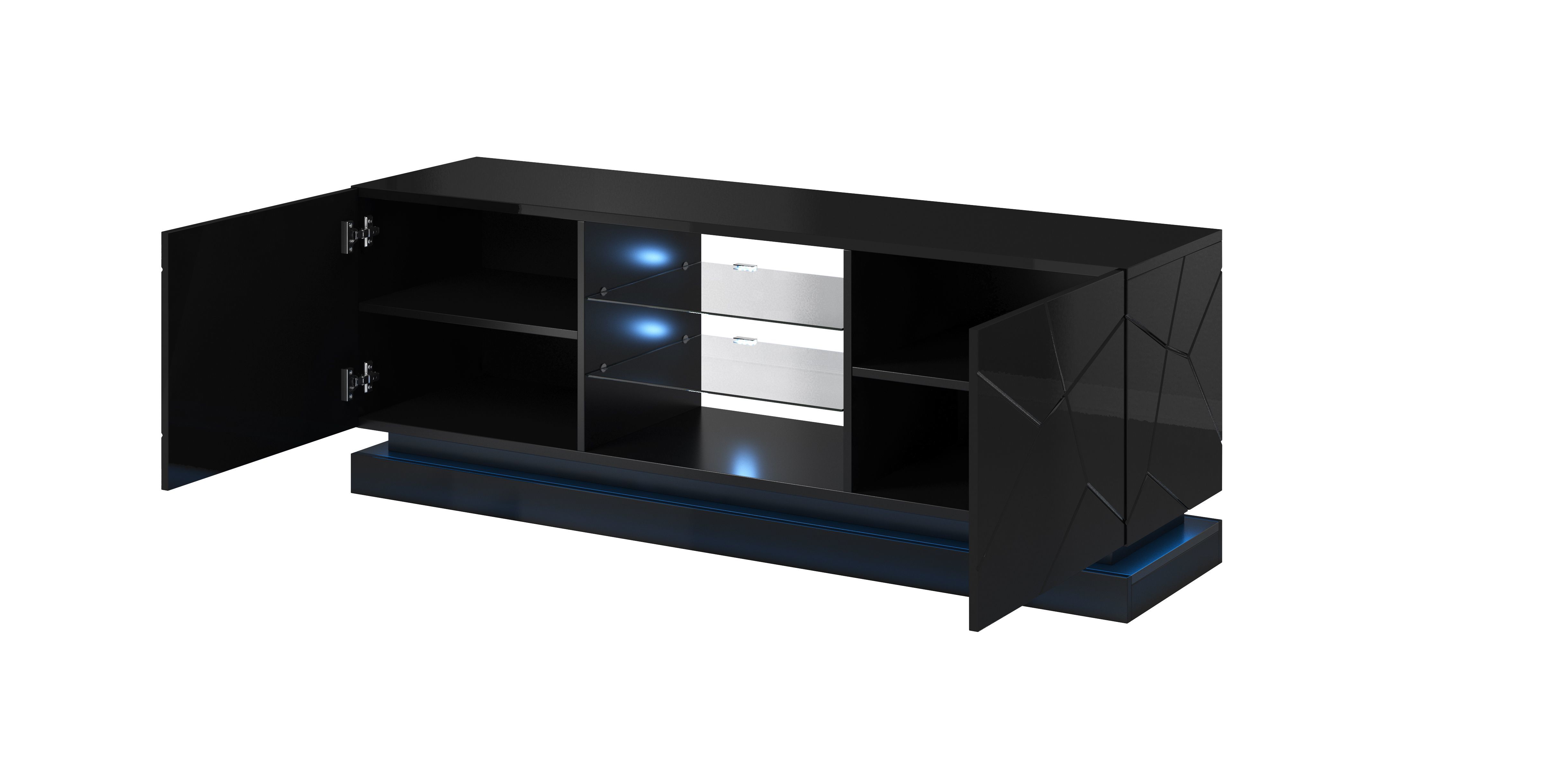 Cama TV cabinet QIU 160 MDF black gloss/black gloss_1