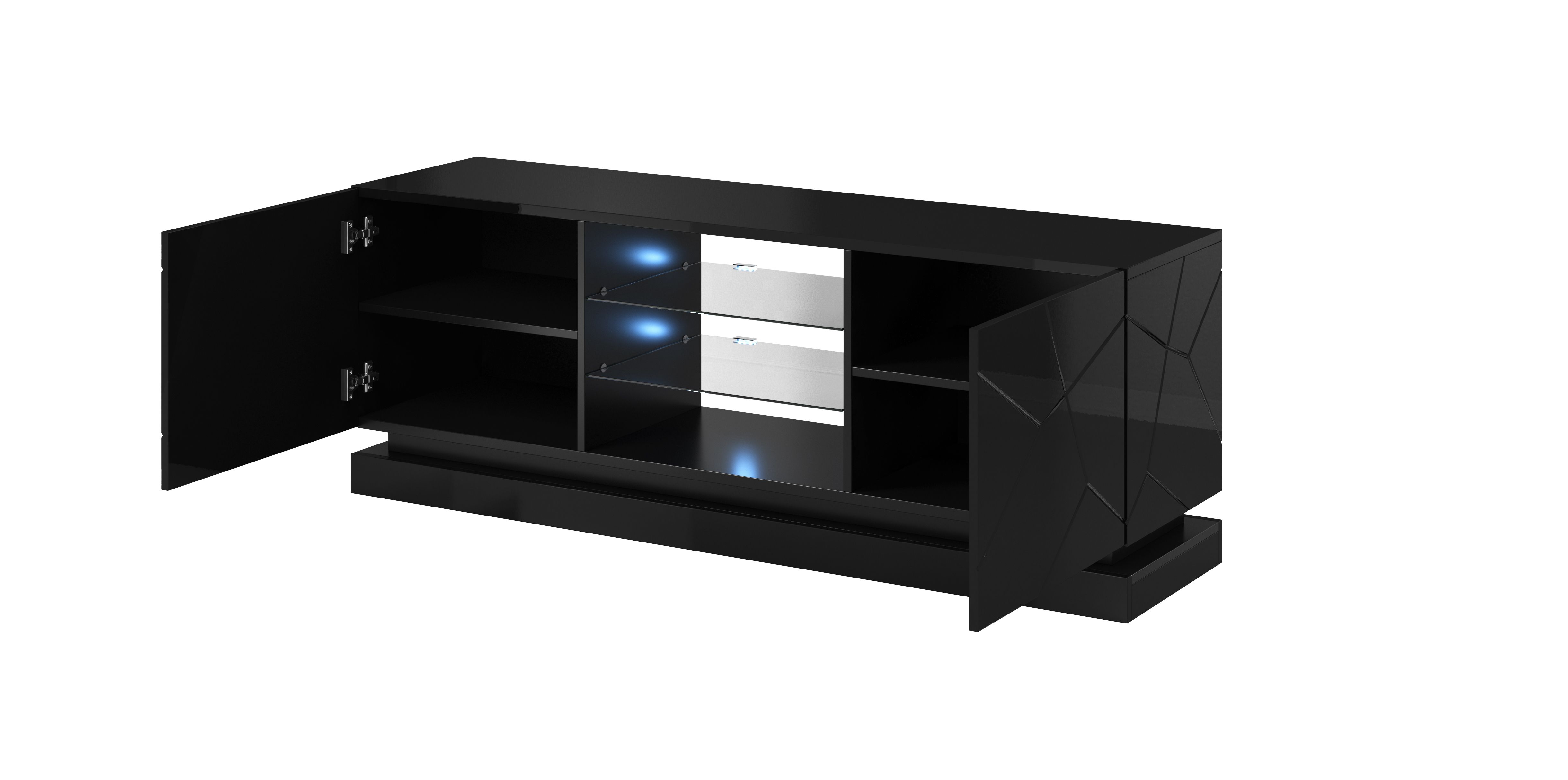 Cama TV cabinet QIU 160 MDF black gloss/black gloss_2
