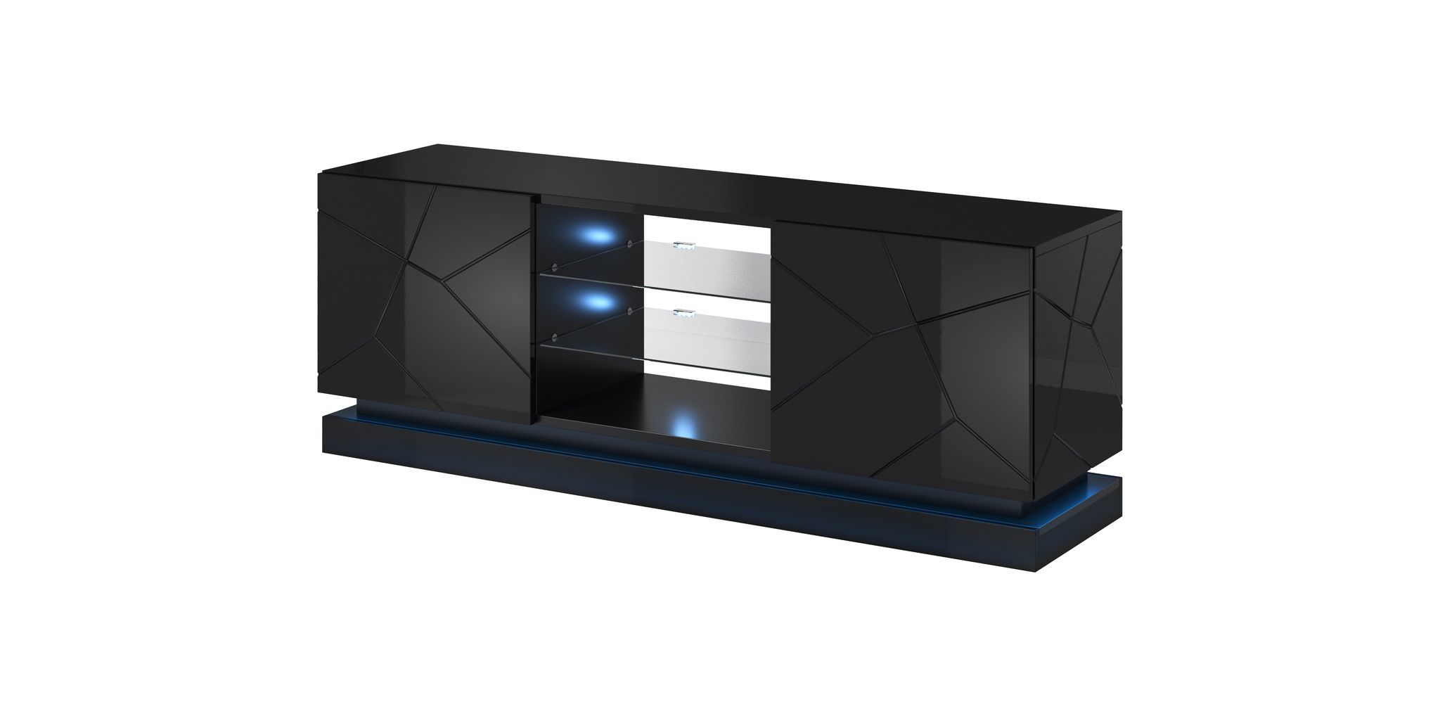 Cama TV cabinet QIU 160 MDF black gloss/black gloss_3