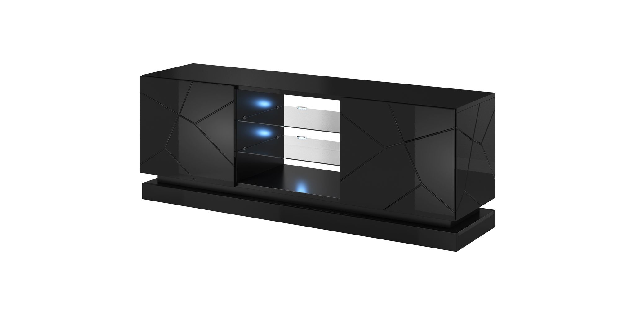 Cama TV cabinet QIU 160 MDF black gloss/black gloss_4