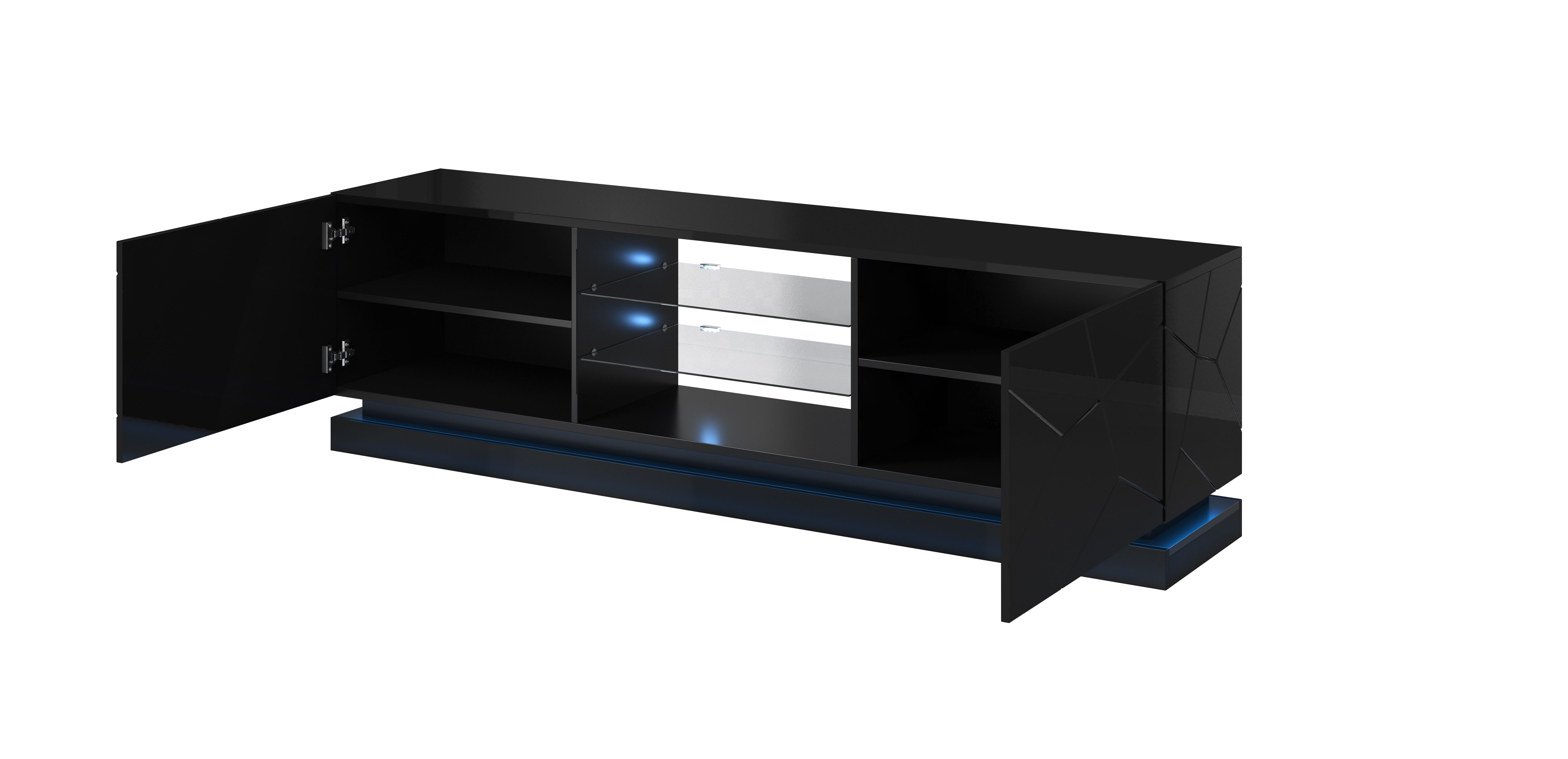 Cama TV cabinet QIU 200 MDF black gloss/black gloss_3
