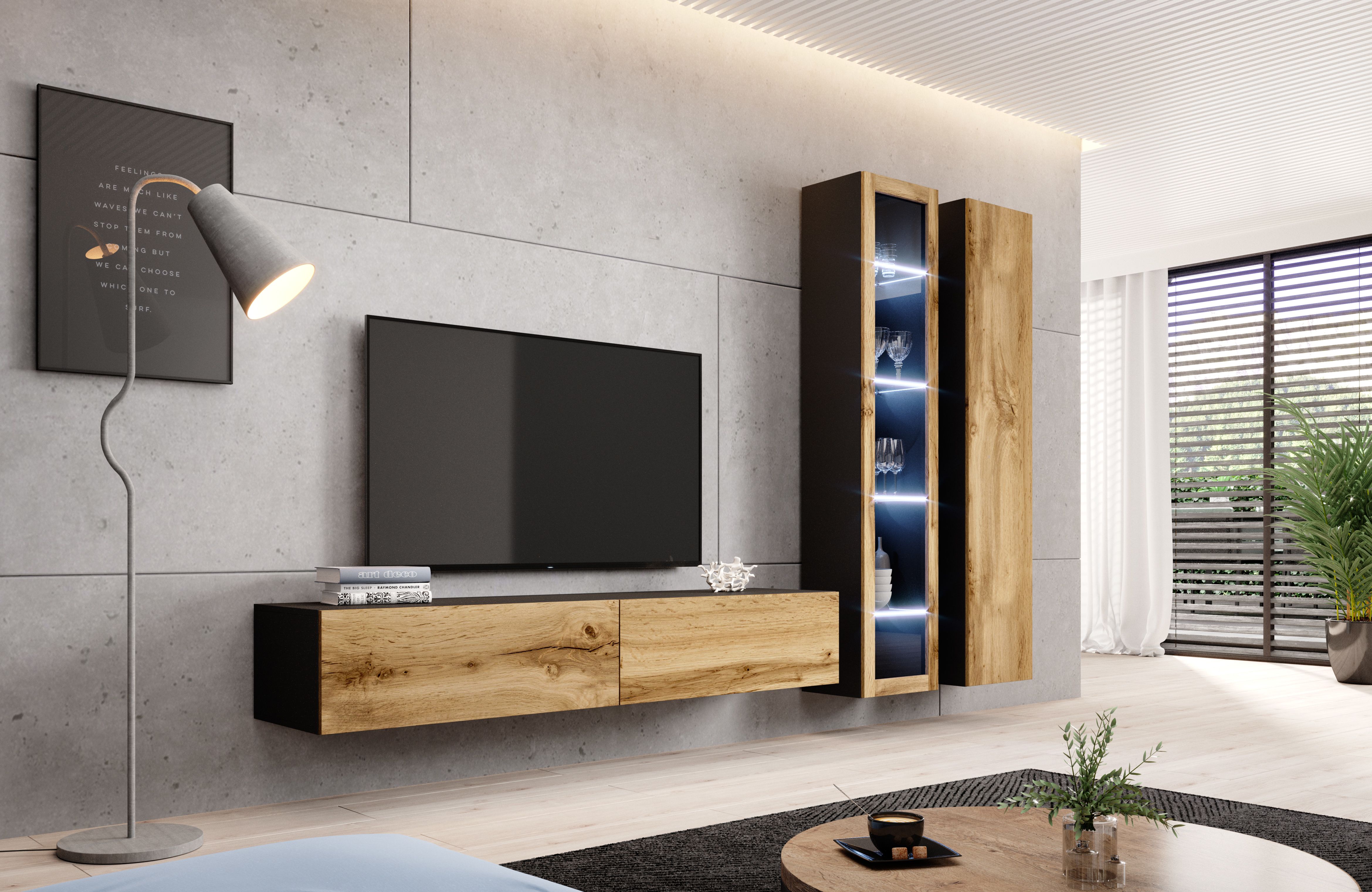 Cama TV Stand VIGO '180' 30/180/40 black/wotan oak_5