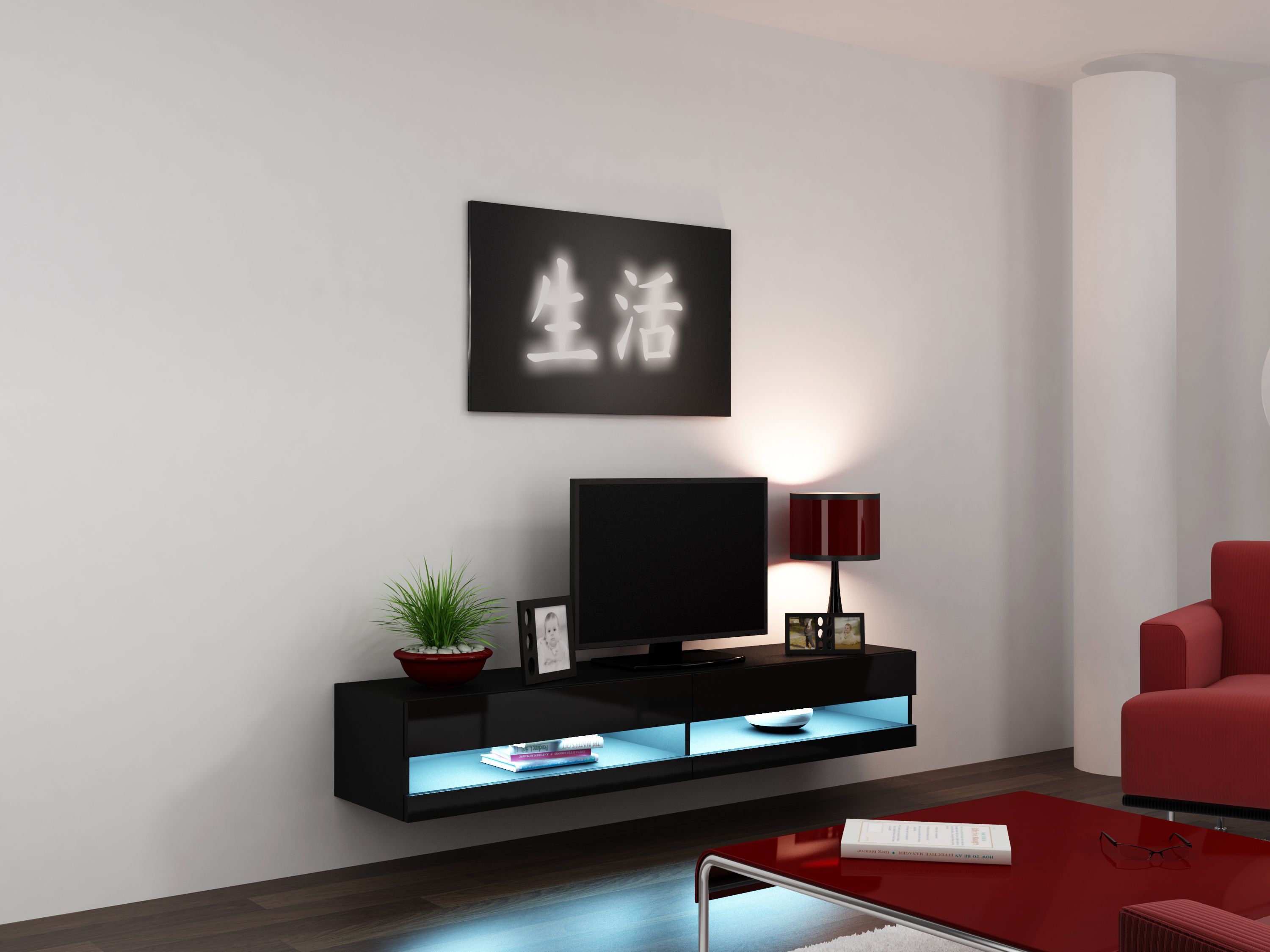 Cama TV stand VIGO NEW 30/180/40 black/black gloss_1