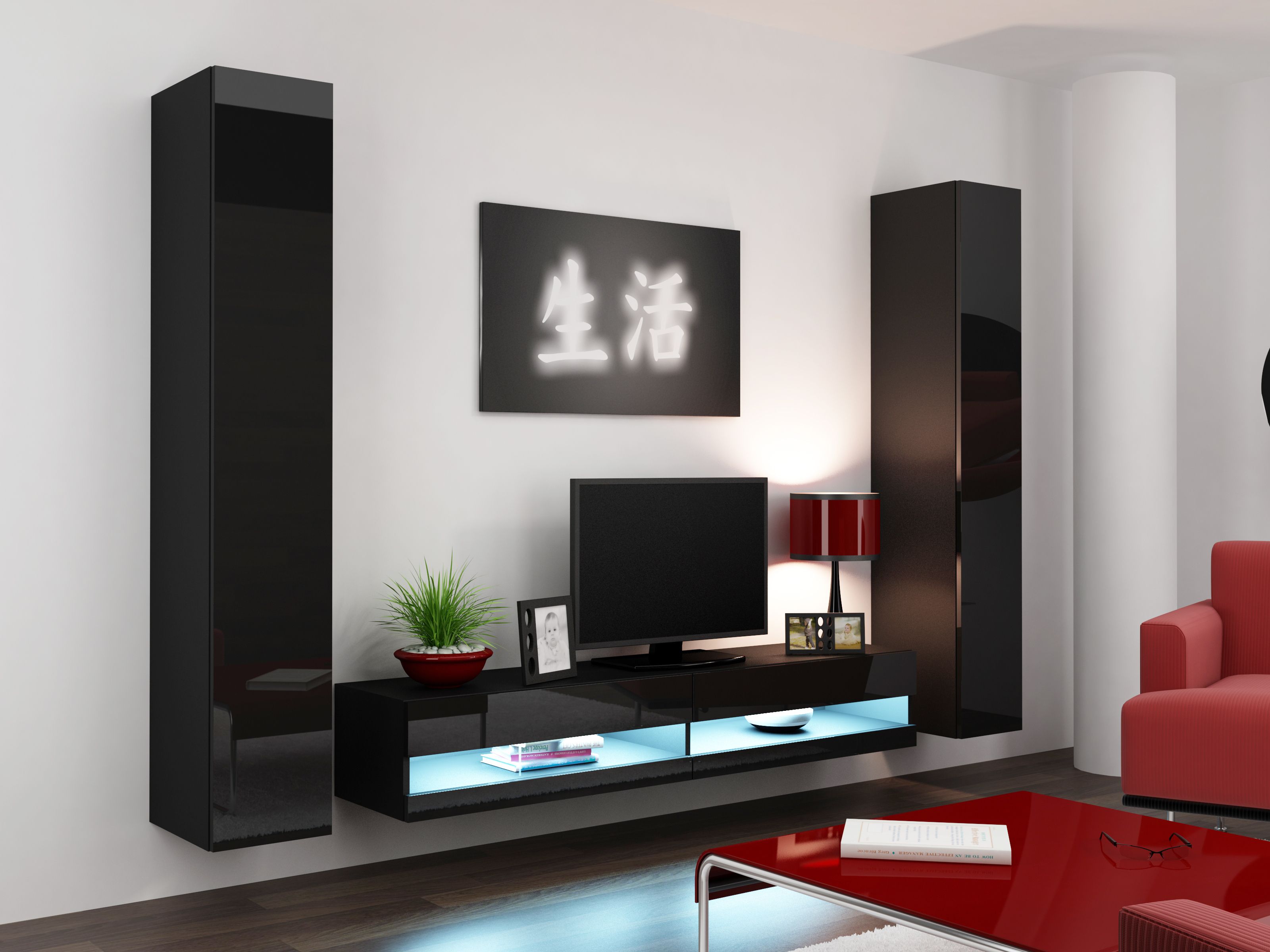 Cama TV stand VIGO NEW 30/180/40 black/black gloss_3