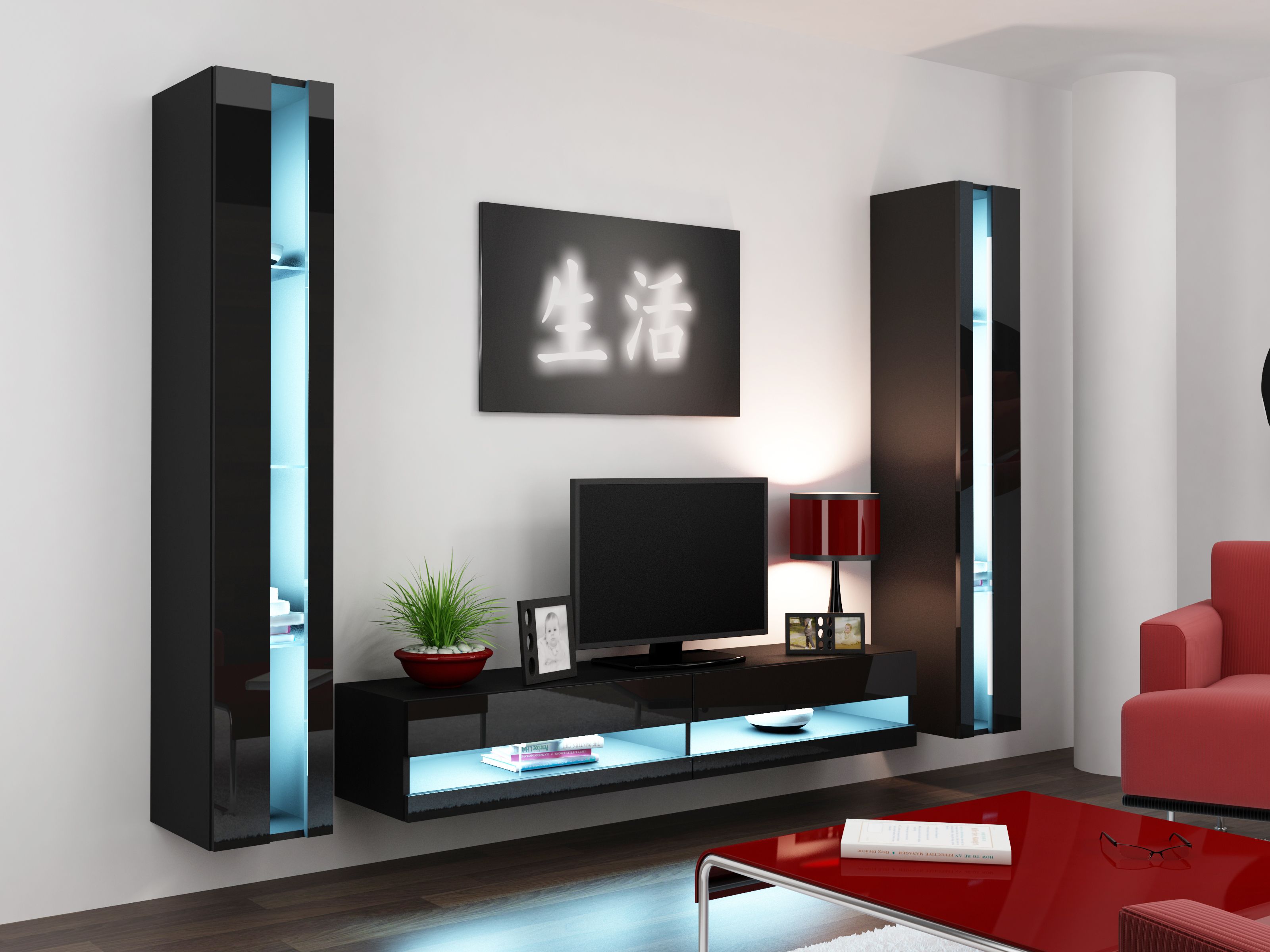 Cama TV stand VIGO NEW 30/180/40 black/black gloss_4