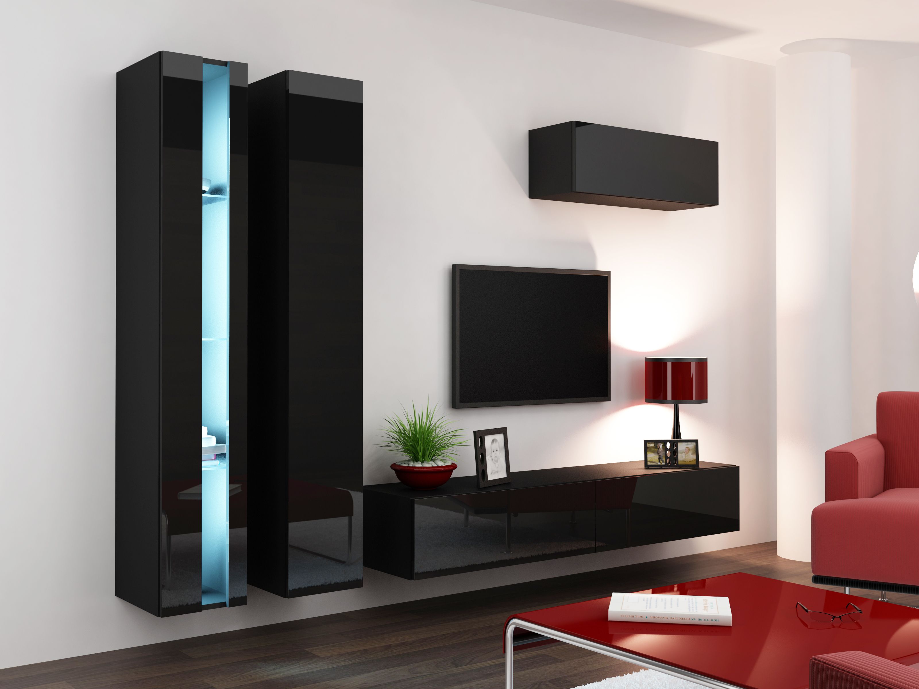 Cama TV stand VIGO NEW 30/180/40 black/black gloss_5